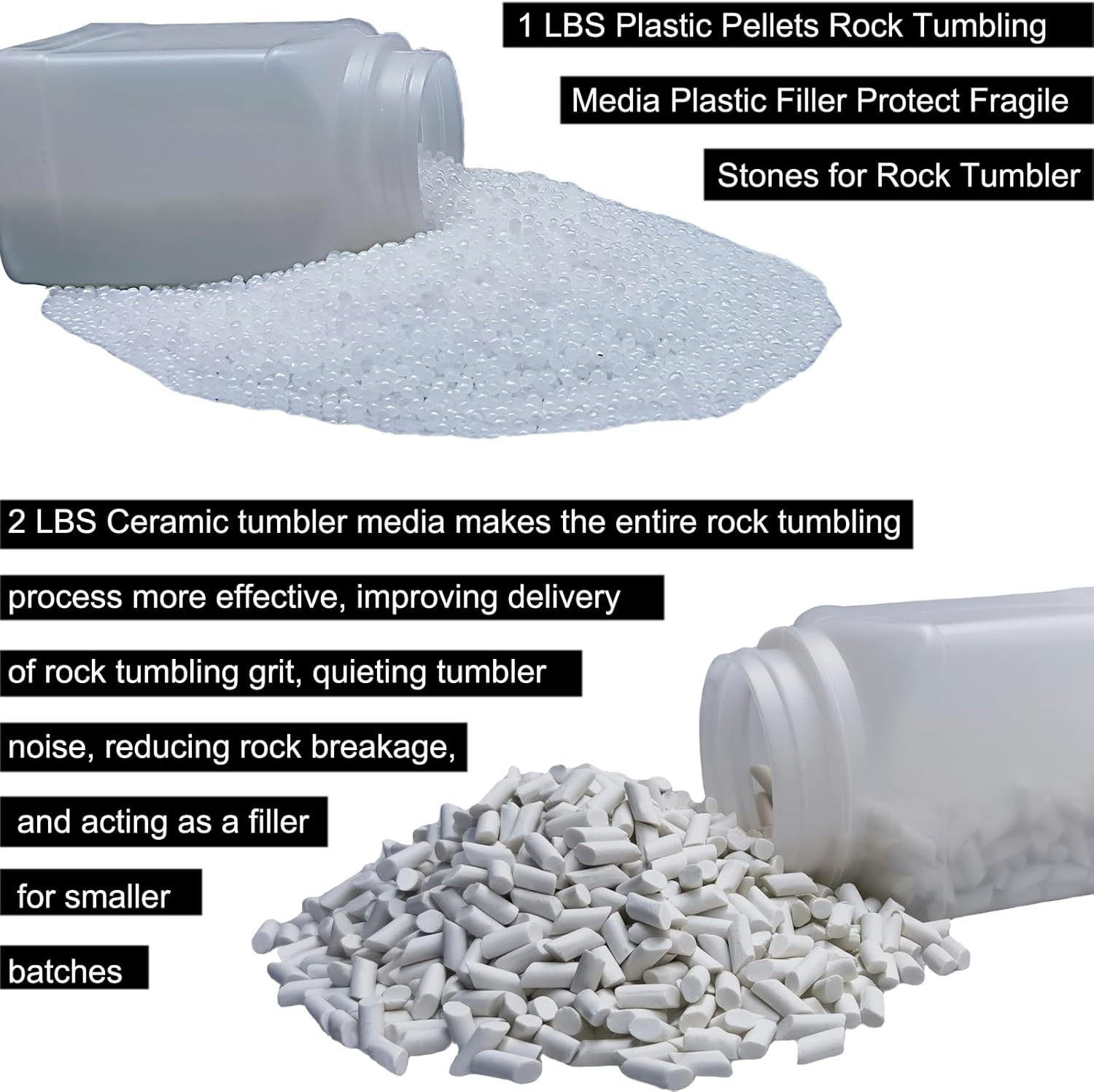 Kit de grano de vaso de roca de 10 libras  Inculd – Juego de grano de 7 libras + pellets de plástico de 1 libra + 2 libras de medios de relleno de