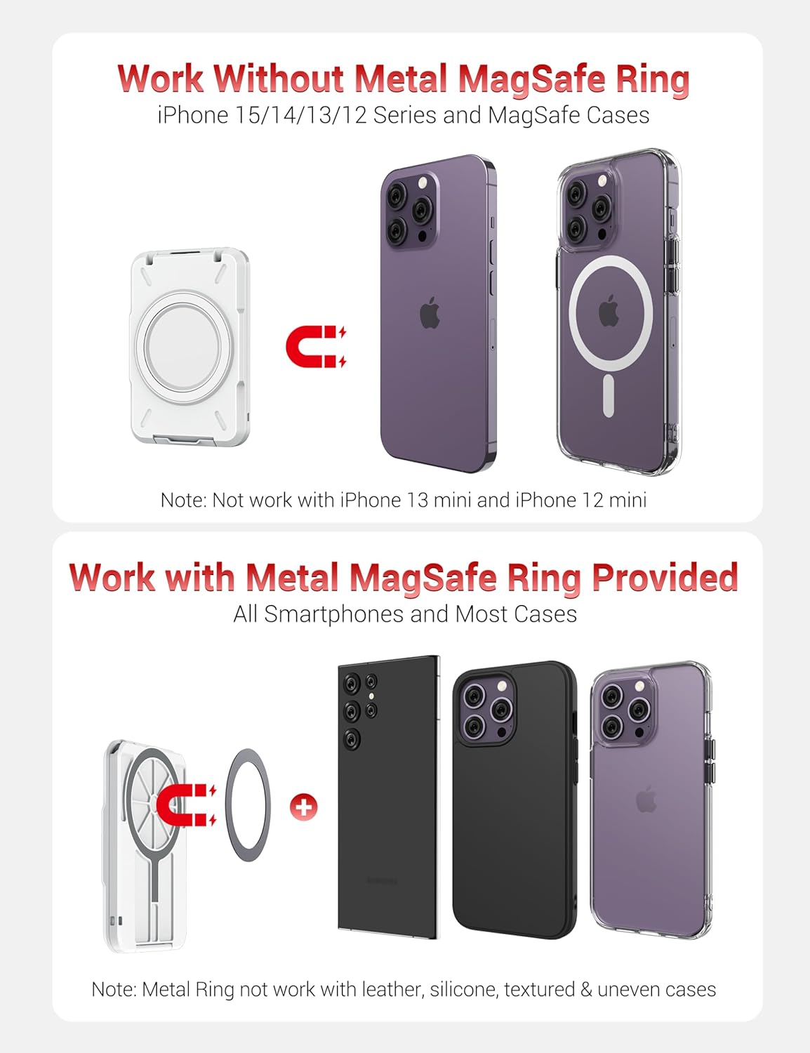 PROfezzion 2 en 1 para soporte de cartera MagSafe, tarjetero magnético con bloqueo RFID, compatible con 4 tarjetas, cartera rígida desmontable para