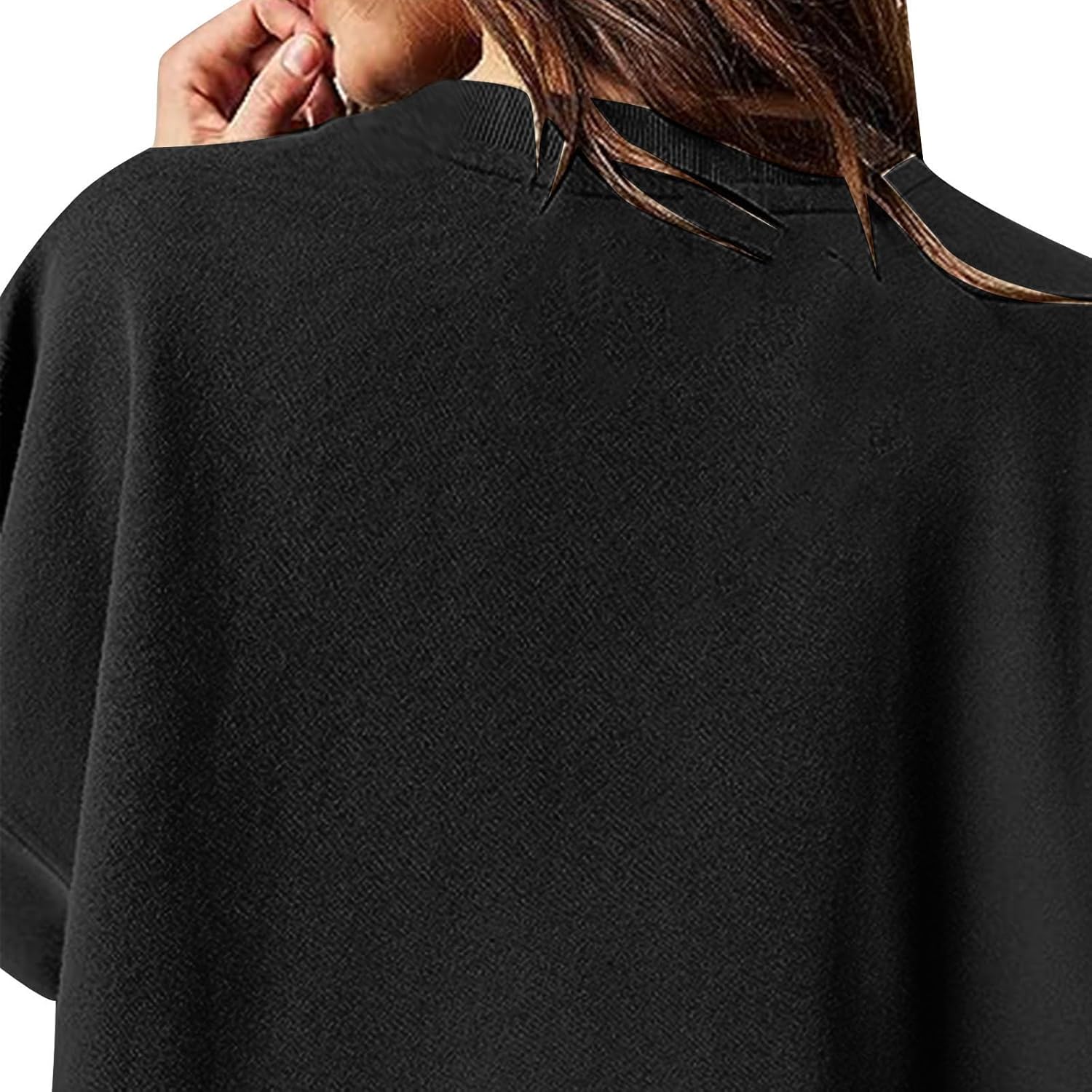 Vestido tipo sudadera de gran tamaño para mujer, casual, manga larga, cuello redondo, sin botones, suelto, corto, plisado, mini vestido