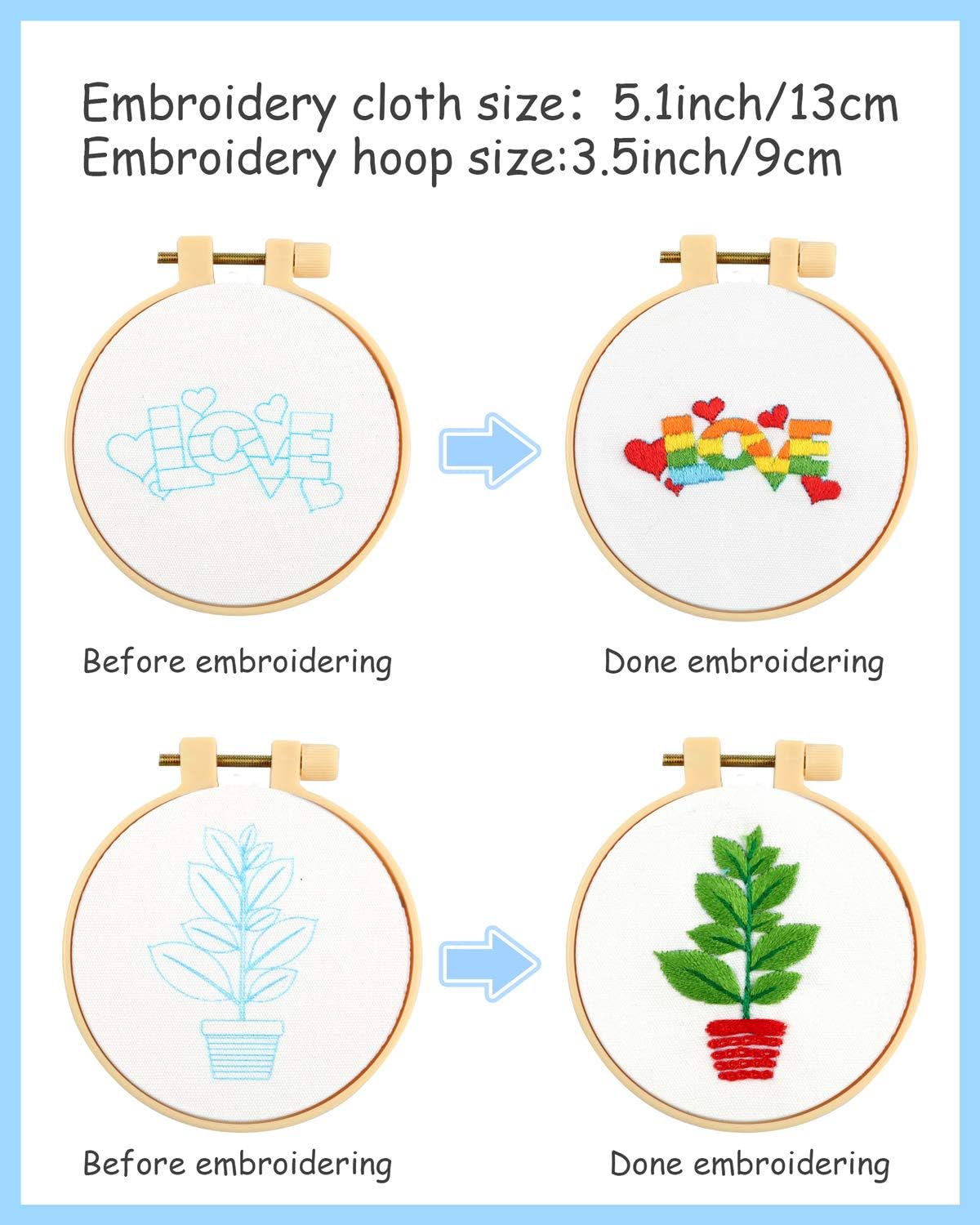 Pllieay 10 kits de punto de cruz para principiantes, kits de bordado para principiantes para niños de 7 a 13 años, incluye instrucciones, kits de