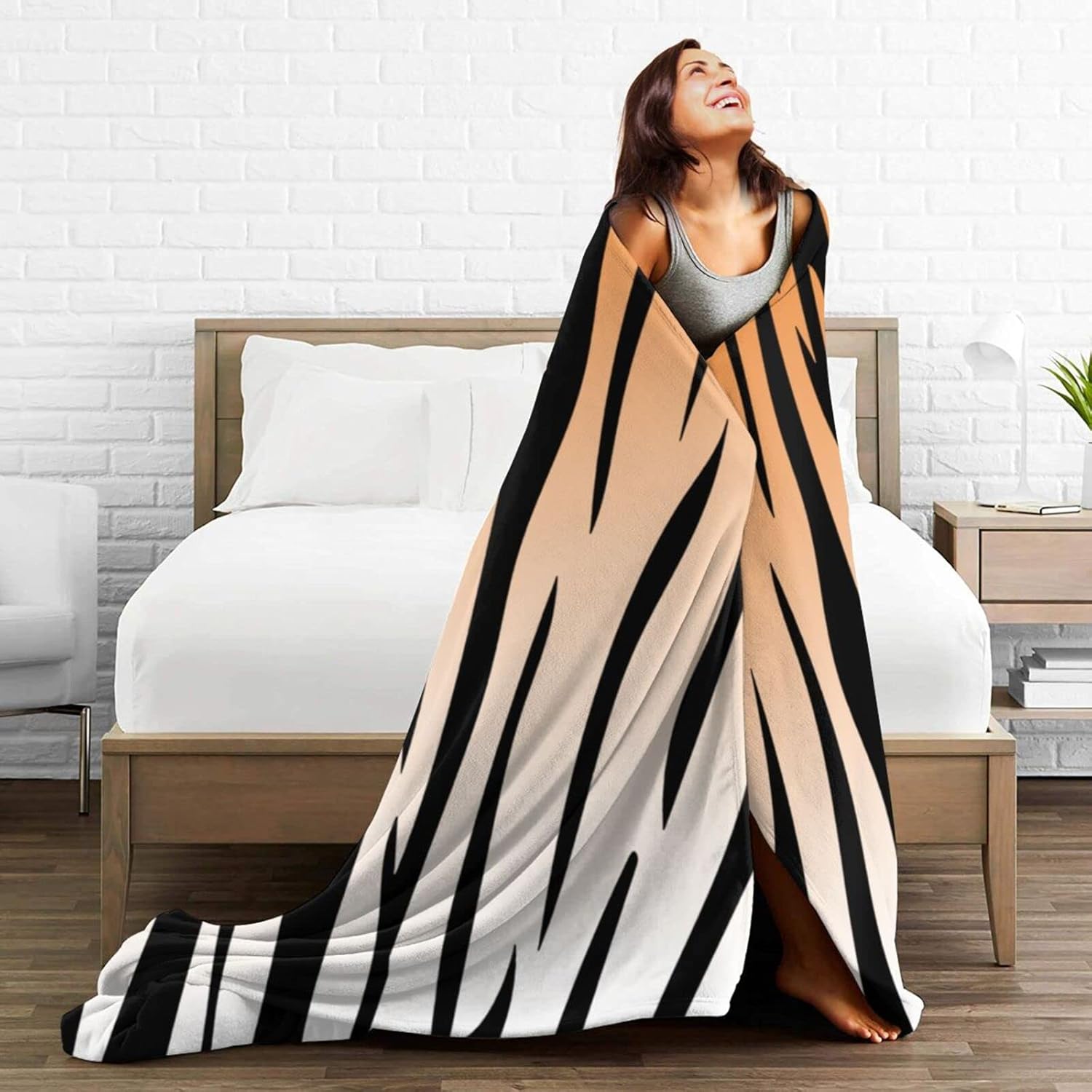 Manta de microfibra ultrasuave con patrón de tigre, manta de microfibra de lujo para todas las estaciones, manta cálida para ropa de cama, sofá y