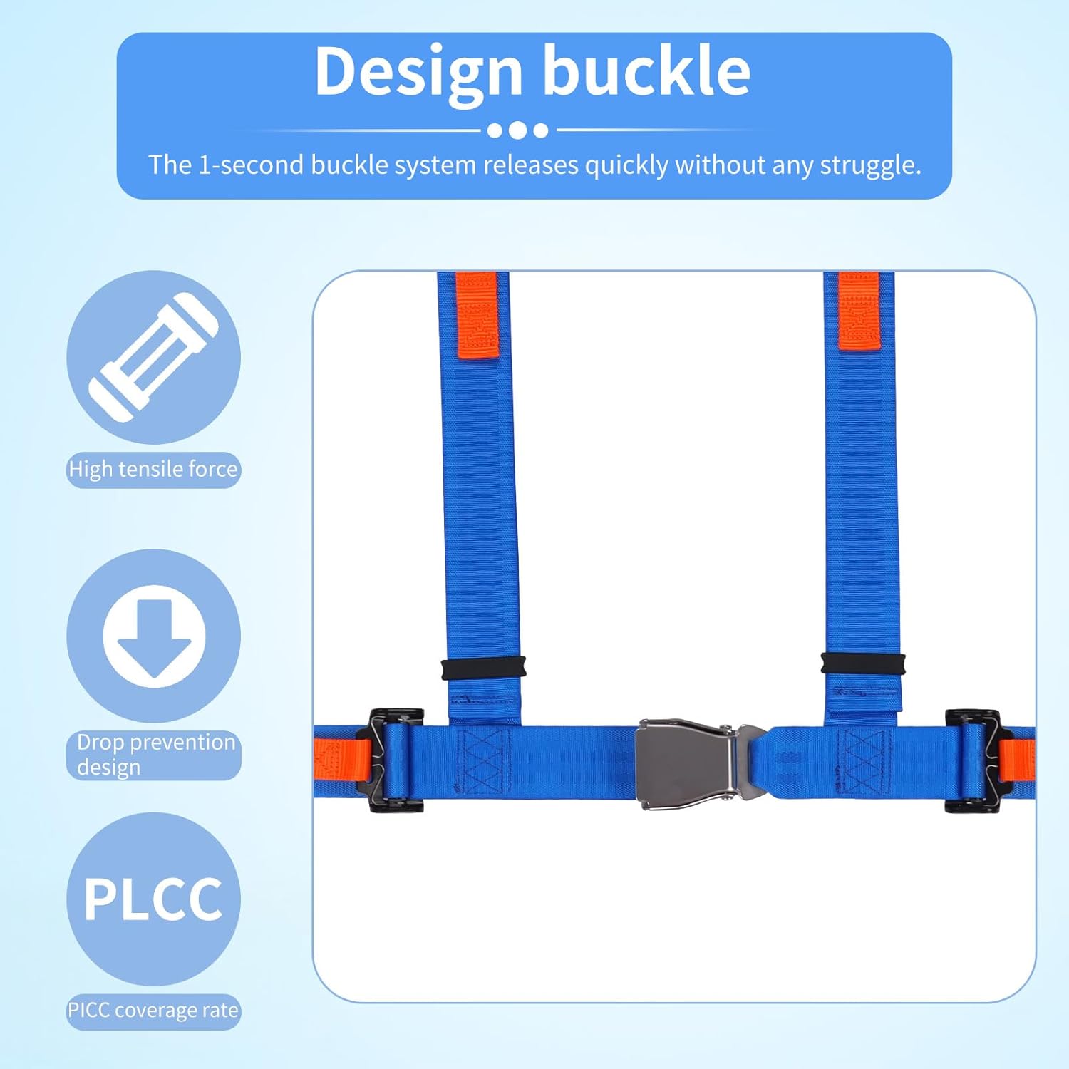 Yakitoko Juego de arnés de seguridad universal de 4 puntos de 2 pulgadas, compatible con Go Kart, UTV, ATV, Racing Blue