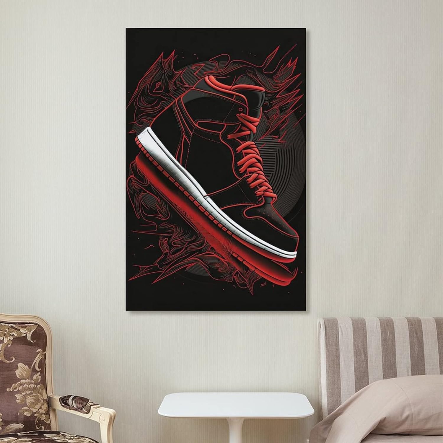 Pósteres de zapatos negros de moda, tenis negros, impresión en lienzo para decoración de habitación de niños, cuadros e impresiones artísticas de