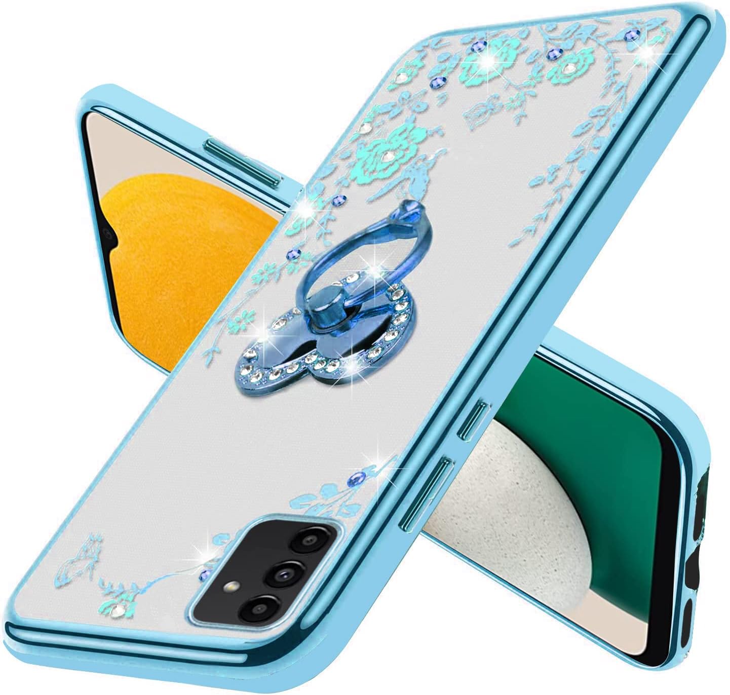 B-wishy Funda para teléfono Samsung Galaxy A13 5G4GA04S, corazón de mariposa con purpurina delgada TPU Bling Diamond Rhinestone lindo para niñas