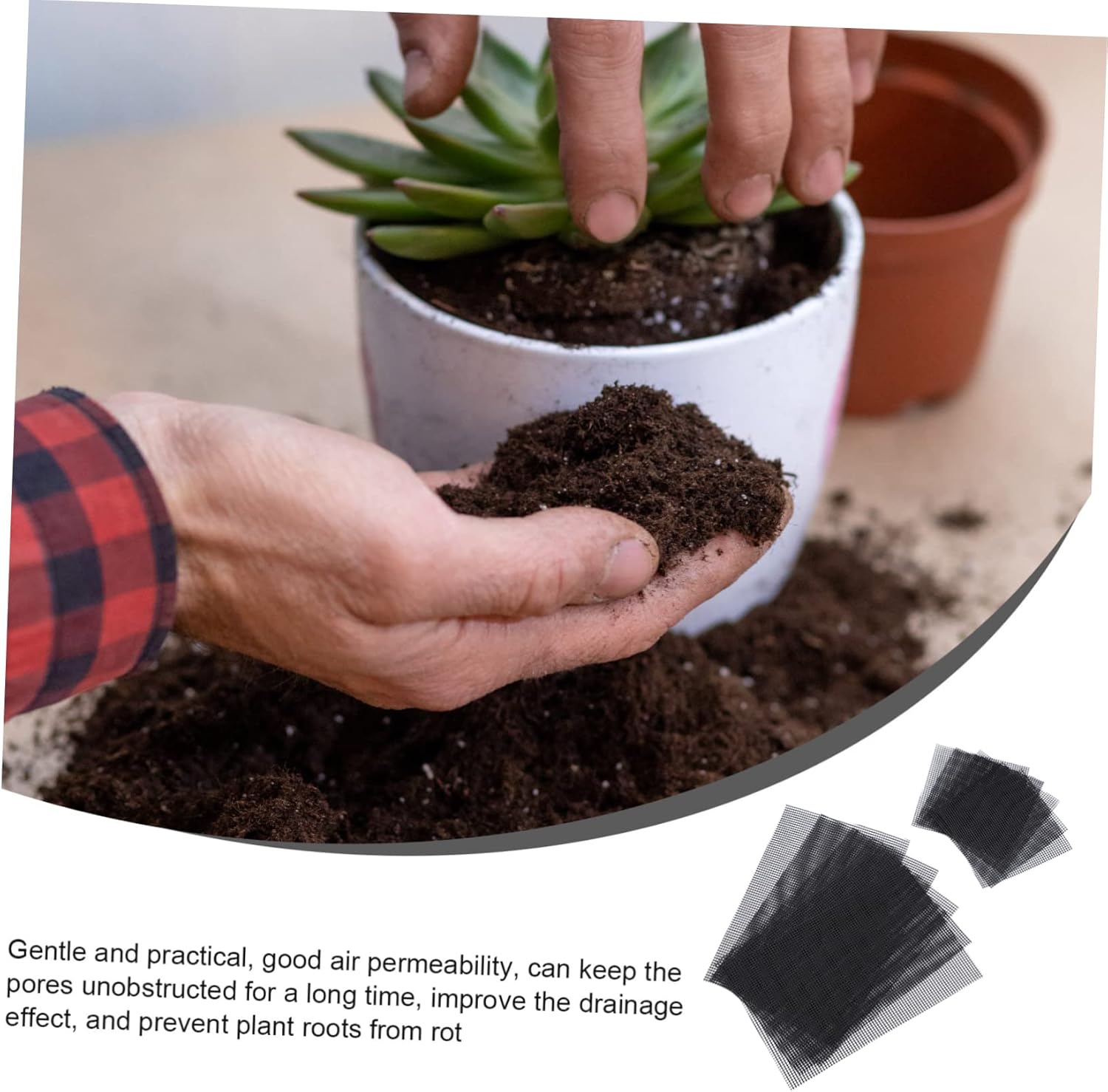 Yardwe 30 Pcs Flower Pot Bottom Mesh Bonsai Bottom Grid Mat Plastic Mesh Screen Garden Pots Hole Mesh Pad Planter Hole Mesh Screens Flower Pot Mesh