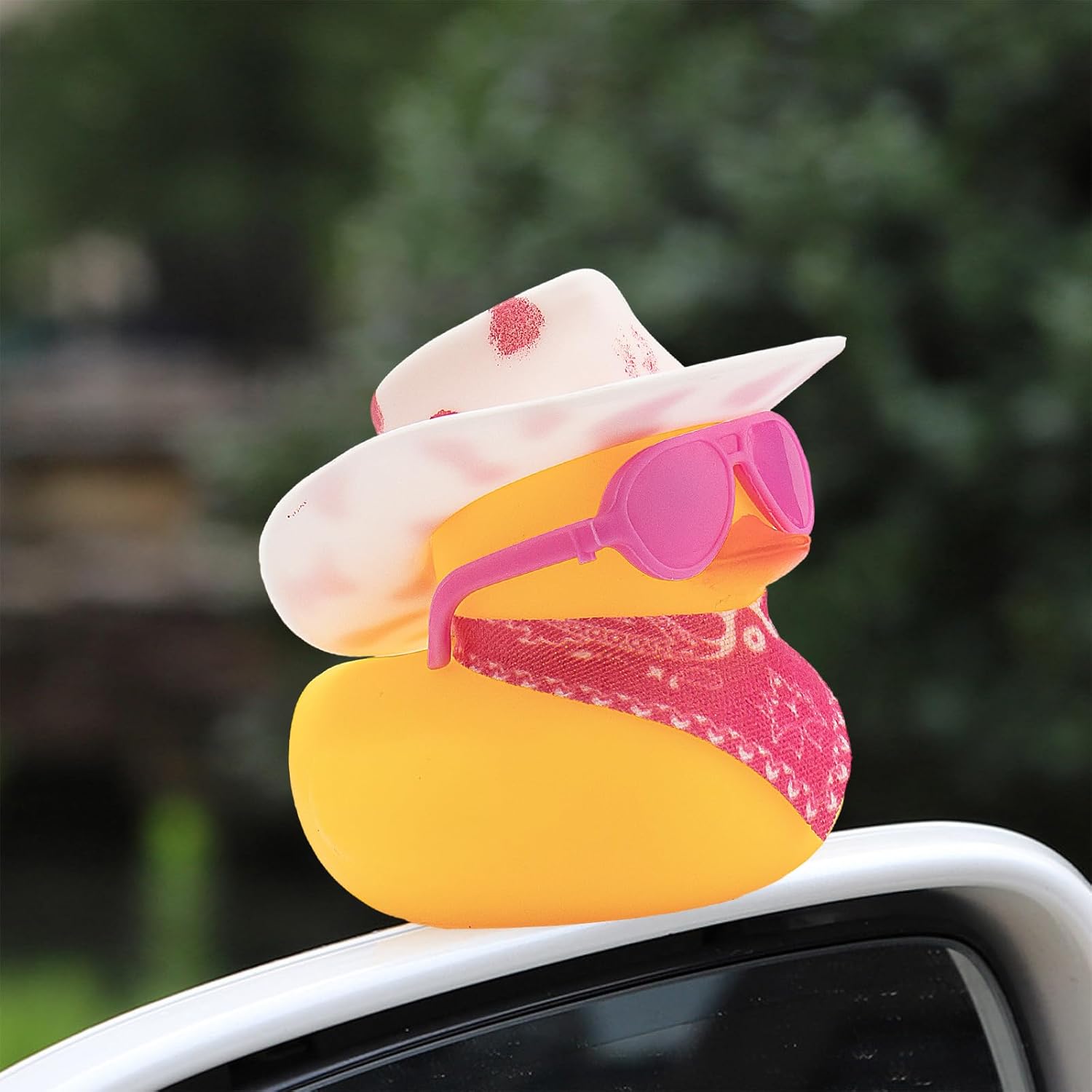 wonuu Decoración de pato de goma para automóvil, accesorios lindos para automóvil, pato vaquero occidental, decoración de tablero de automóvil con