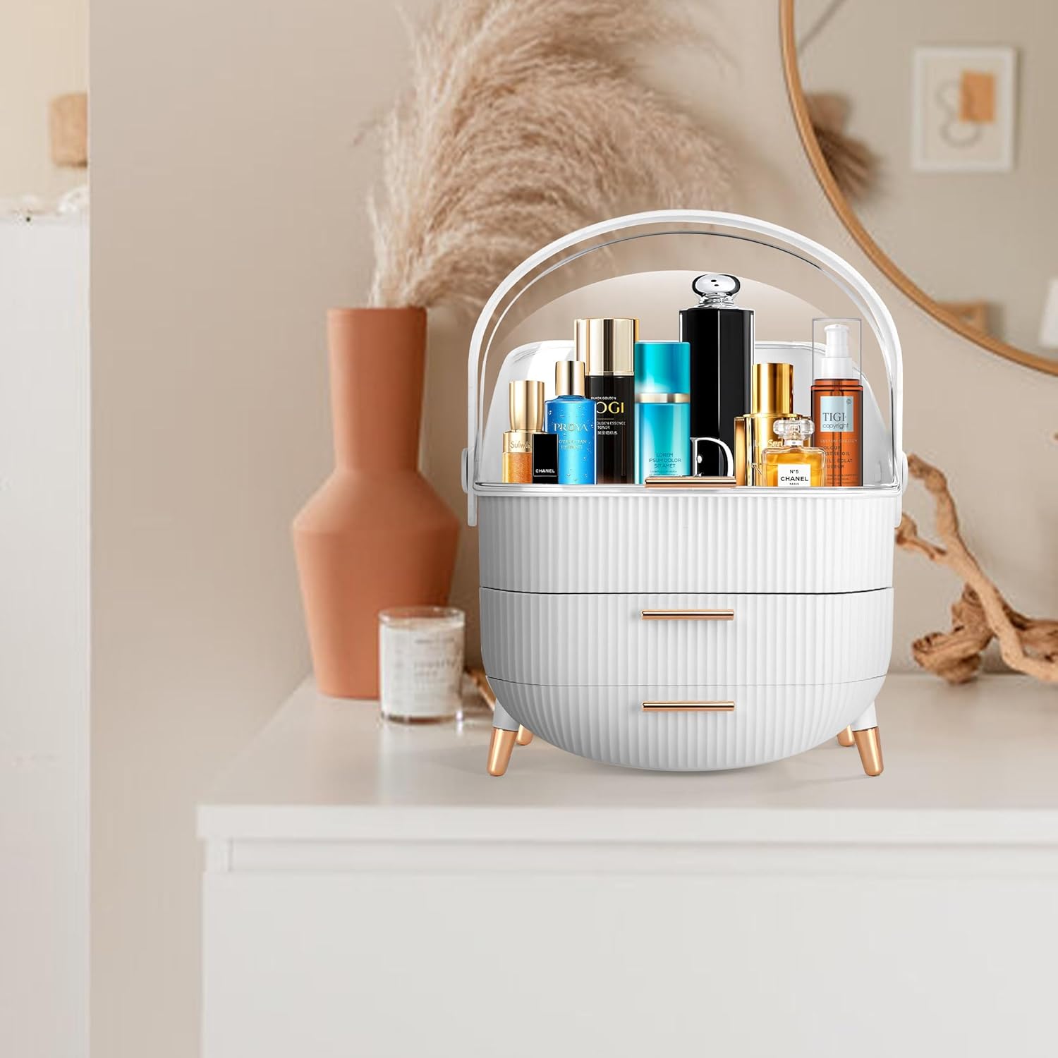 NLZFK Organizador de maquillaje para tocador, fabuloso organizador de cuidado de la piel, apto para baño, sala de estar, encimera de dormitorio,
