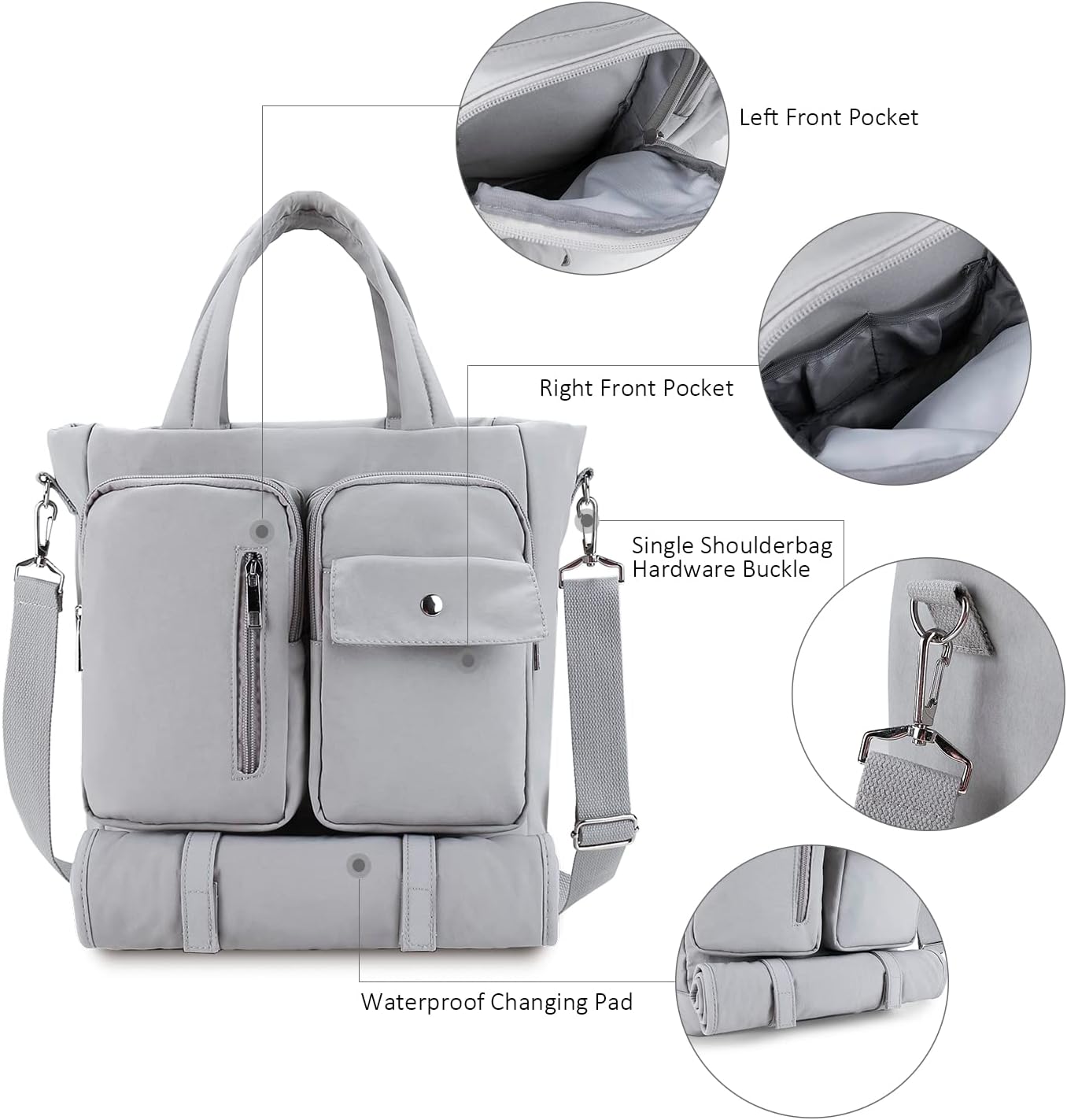 Bolsa de pañales con estuche para chupete y cambiador de estación, bolso de mensajero multifunción para fin de semana, bolsa de bebé