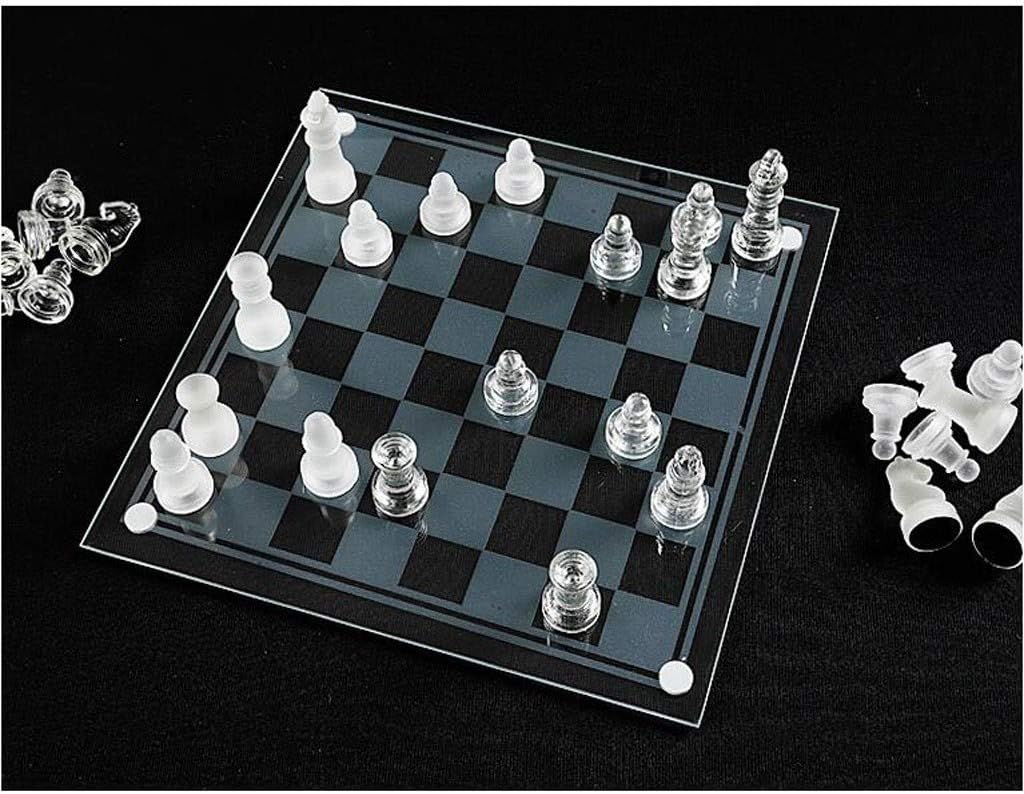 Juego de ajedrez clásico Juego de ajedrez de gama alta, pieza de ajedrez de cristal especial, moda simple, blanco y negro, juego tradicional,