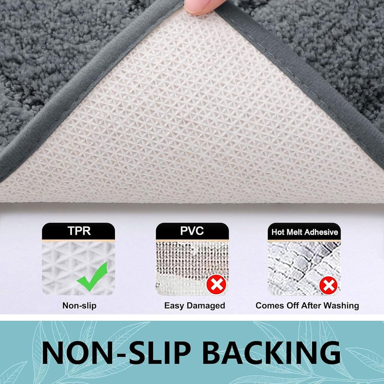 Buganda Tapetes de baño, de 36 x 24 pulgadas, de microfibra suave y absorbente, antideslizantes, peludos, lavables a máquina, para el suelo del