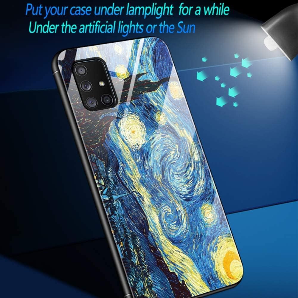 3 protectores de pantalla Samsung Galaxy A22 5G Funda de silicona luminosa nocturna 9H cubierta de vidrio templado suave delgada TPU parachoques