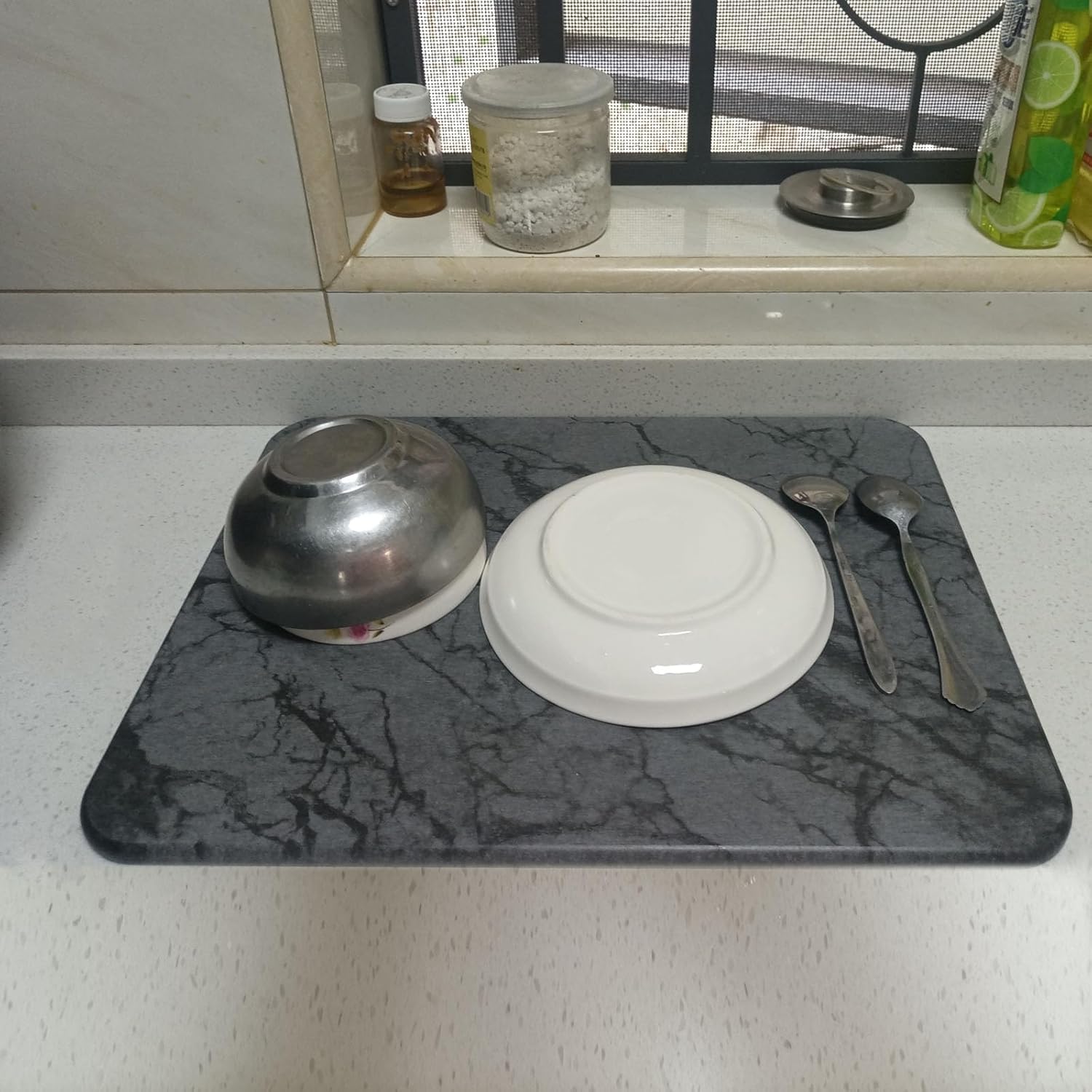 Tapete de secado de platos, almohadilla absorbente de secado de platos de secado de platos de secado de secado rápido para encimera de cocina,