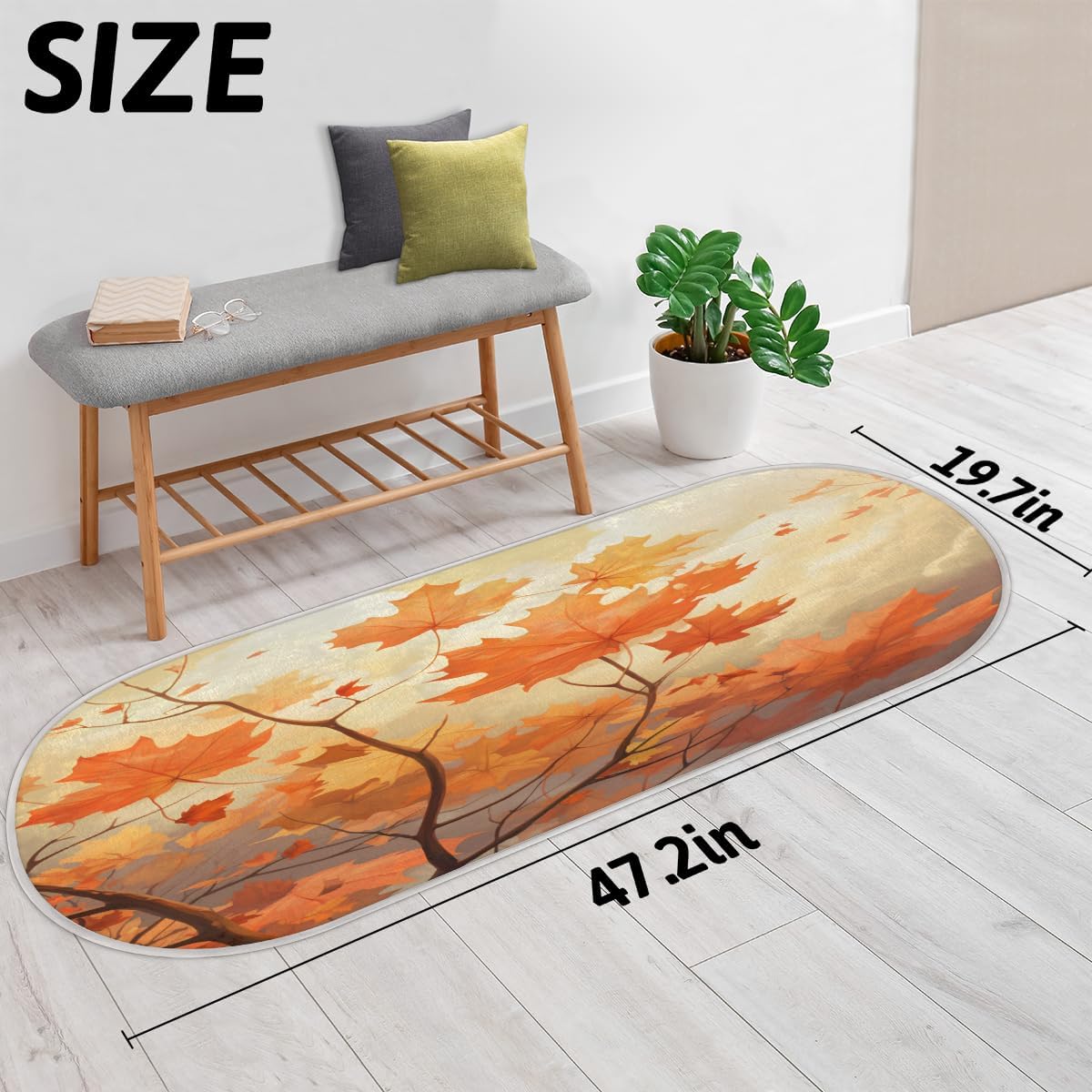 cfpolar Alfombras de baño de ramas de arce otoñales, antideslizantes, tapete de baño de microfibra absorbente, tapetes y alfombras de cocina