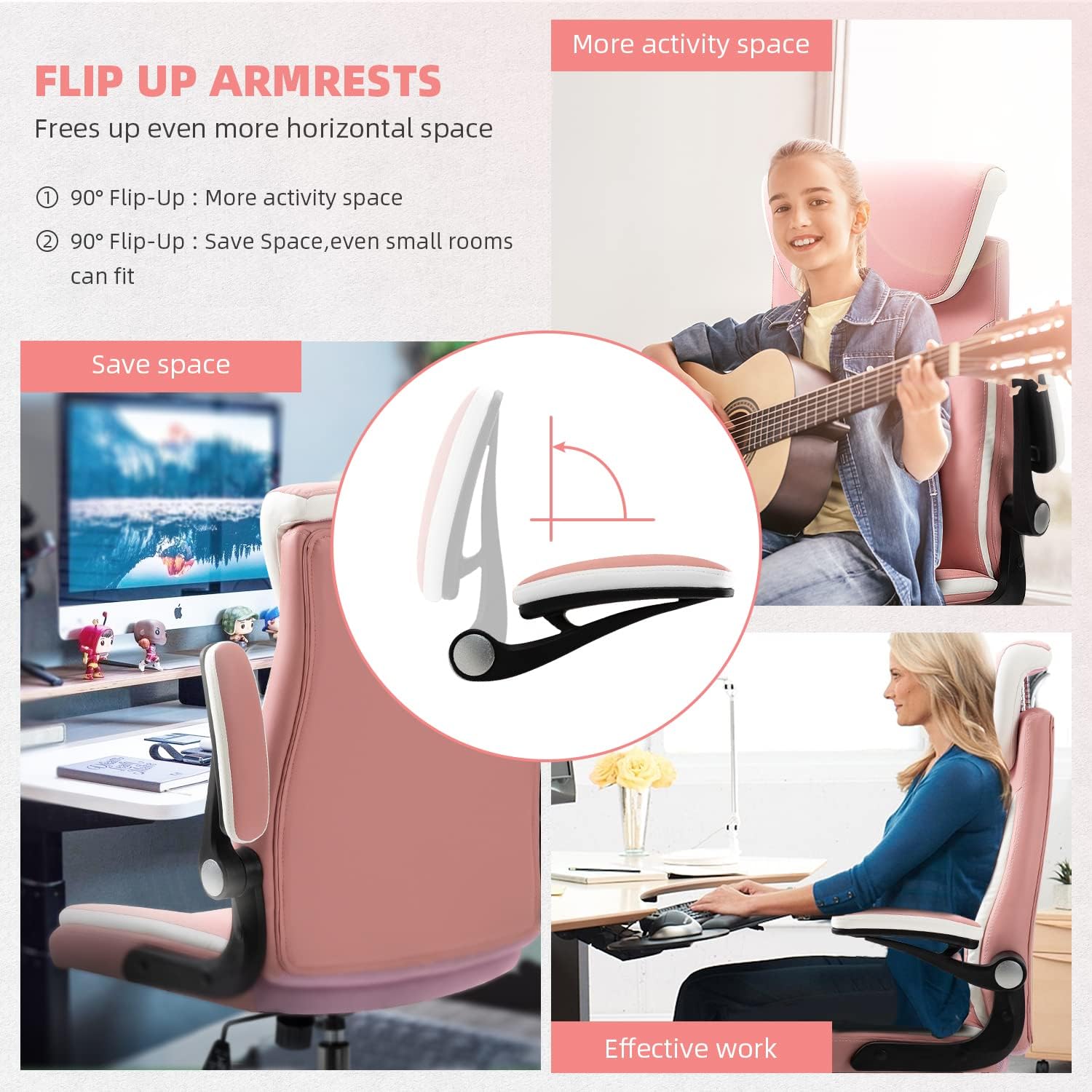 YAMASORO Silla ejecutiva ergonómica de oficina con respaldo alto, silla de escritorio para computadora de hogar con brazos abatibles acolchados,