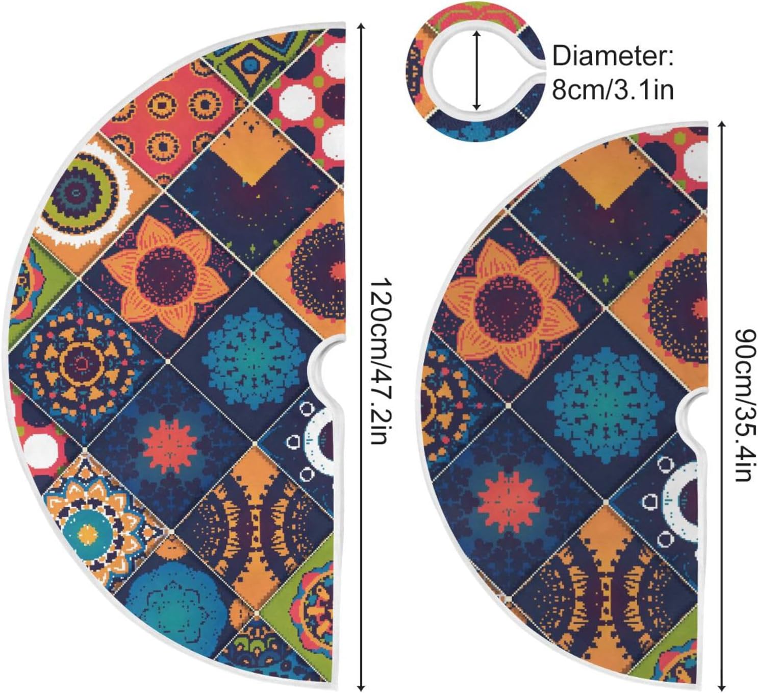 Decorative Elements Oriental Christmas Treeskirt, Chrismast Trees Decorations, Tree Skirt Washable, Tree Skirt for 3ft Tree