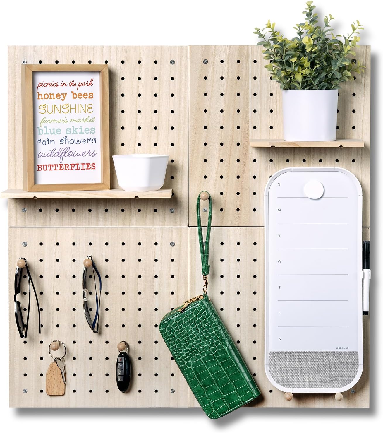 IneVibe Tableros de madera para exhibición de pared, organizador de 4 piezas y soporte para accesorios de manualidades, pistolas Nerf, joyas en