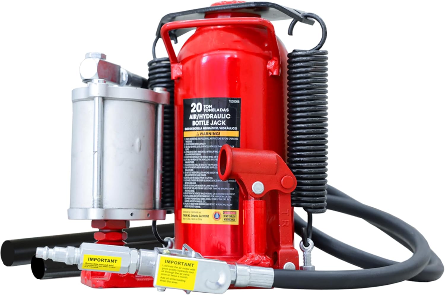 BIG RED Gato hidráulico para botella de automóvil de aire neumático soldado Torin de 20 toneladas (40,000 libras) con bomba de aleación de aluminio