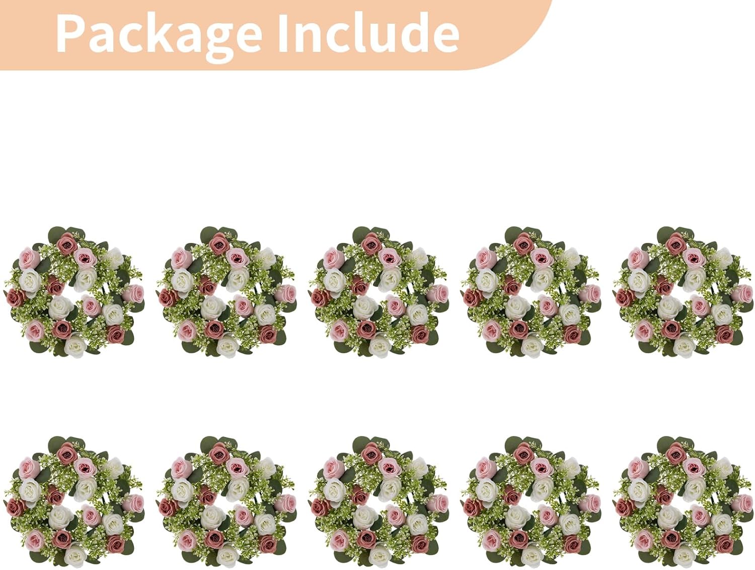 Centros de mesa de flores NUPTIO para mesa de boda 10 piezas de 14 pulgadas de diámetro, coronas grandes de flores artificiales rosa polvoriento y