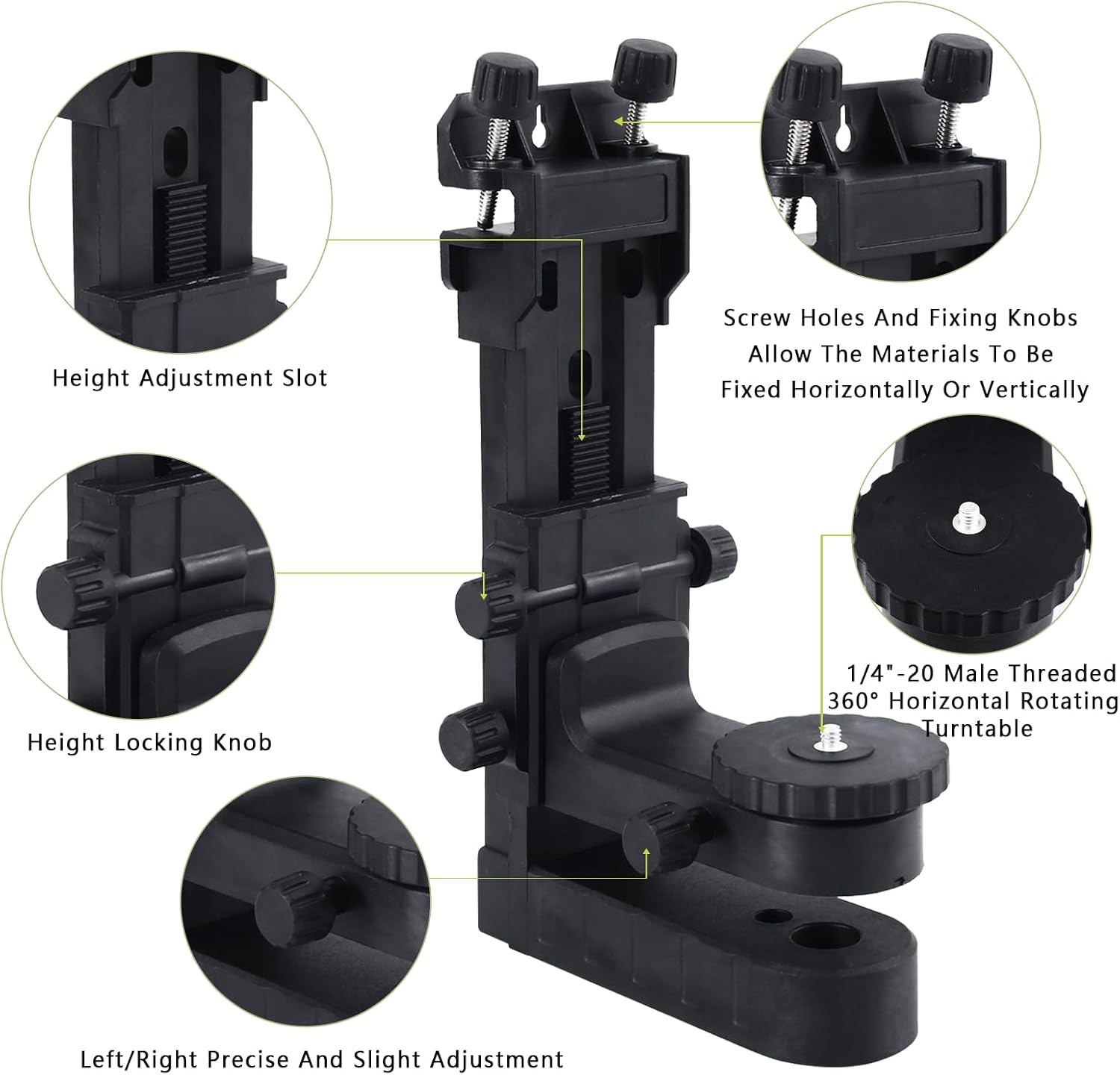 Adaptador de soporte magnético de nivel láser, base giratoria magnética multifuncional con clip, rosca macho de 14″-20 y 58″-11 – DMB02