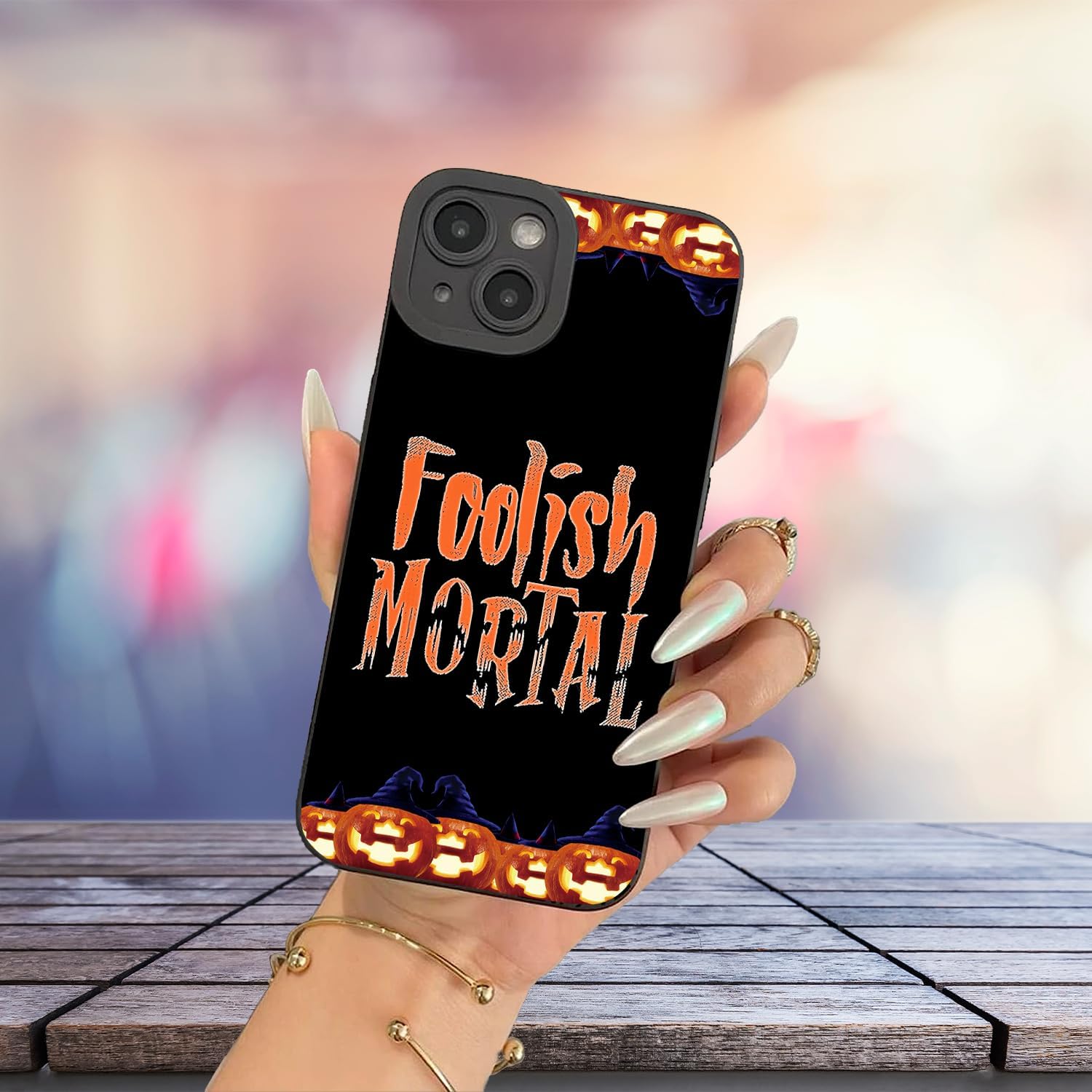 Foolish Mortal Pumpkin Glow in the Dark Halloween Funda para iPhone 15, 14, 13, 12, 11 Pro Max, Mini, Samsung Galaxy S23 S22 S21 S20 FE Ultra Plus