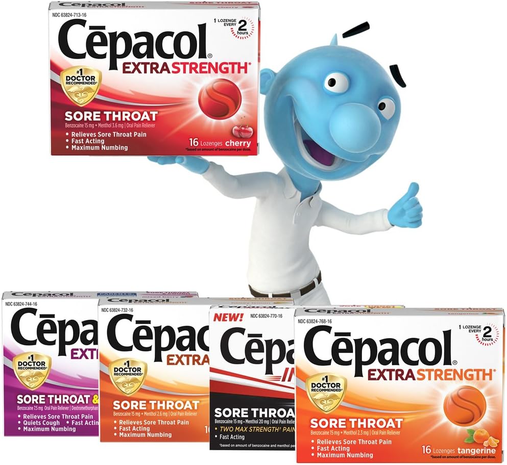 Cepacol Pastillas extra fuertes para el dolor de garganta, cereza 16ct