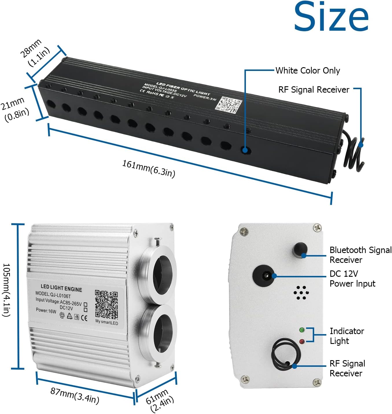 AKEPO – Kit de luz musical RGBW de 16 W, parpadeante, estrella fugaz, de cabezal doble, fibra óptica, controlada a través de aplicación, para el