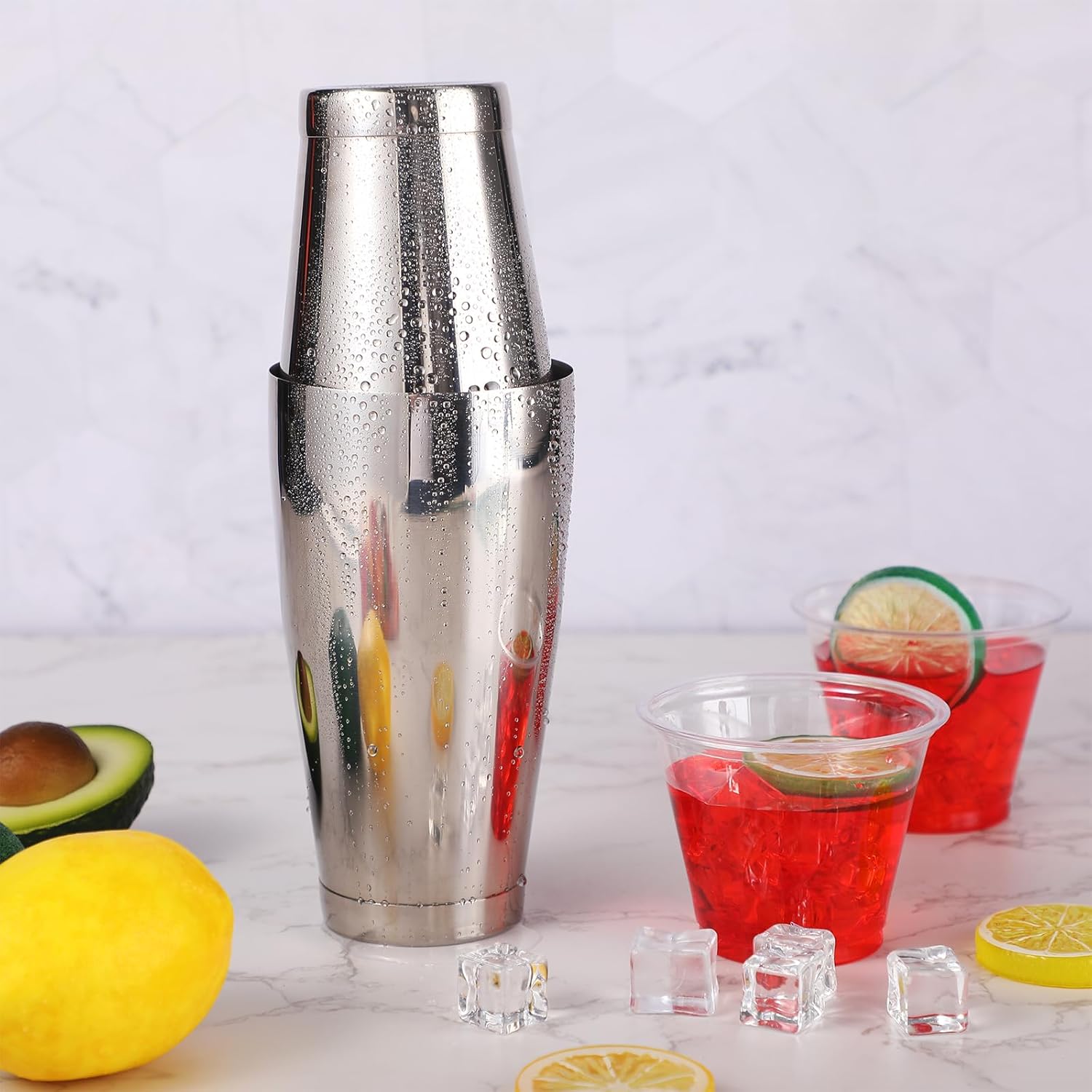 Juego de 24 cocteleras de 18 onzas y 28 onzas Pro Bar Boston Shaker Set de acero inoxidable para cócteles, cocteleras, latas, coctelera de martini,
