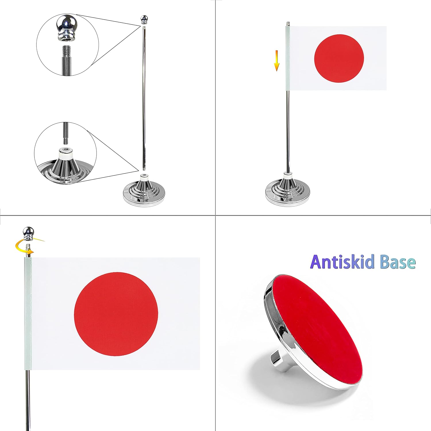 Paquete de 2 banderas japonesas de escritorio, pequeñas banderas de mesa japonesas con base de soporte, decoración de celebración de eventos y