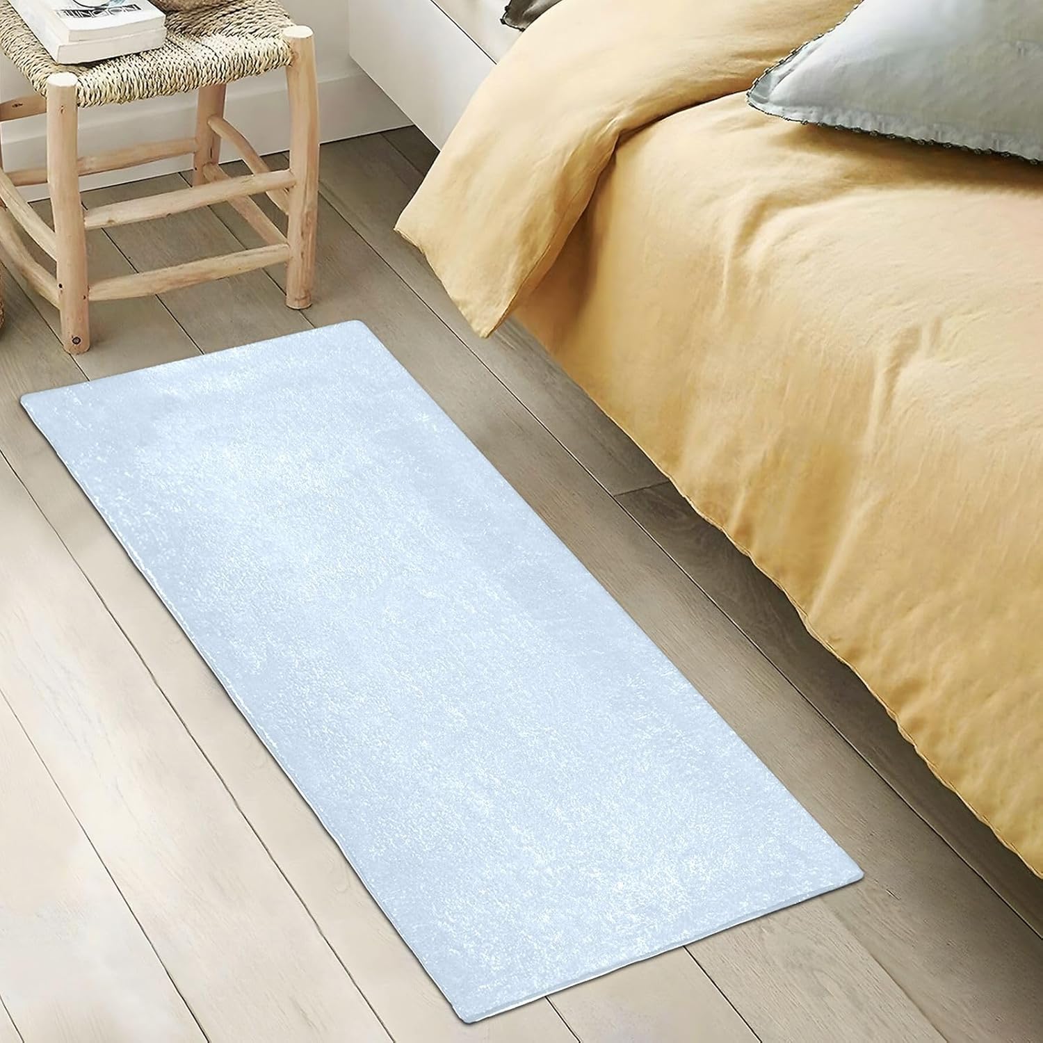 Elegante alfombra absorbente azul para suelo de baño, cómodas alfombras de baño antideslizantes, tapetes de baño de felpa duraderos, 39 x 20 pulgadas