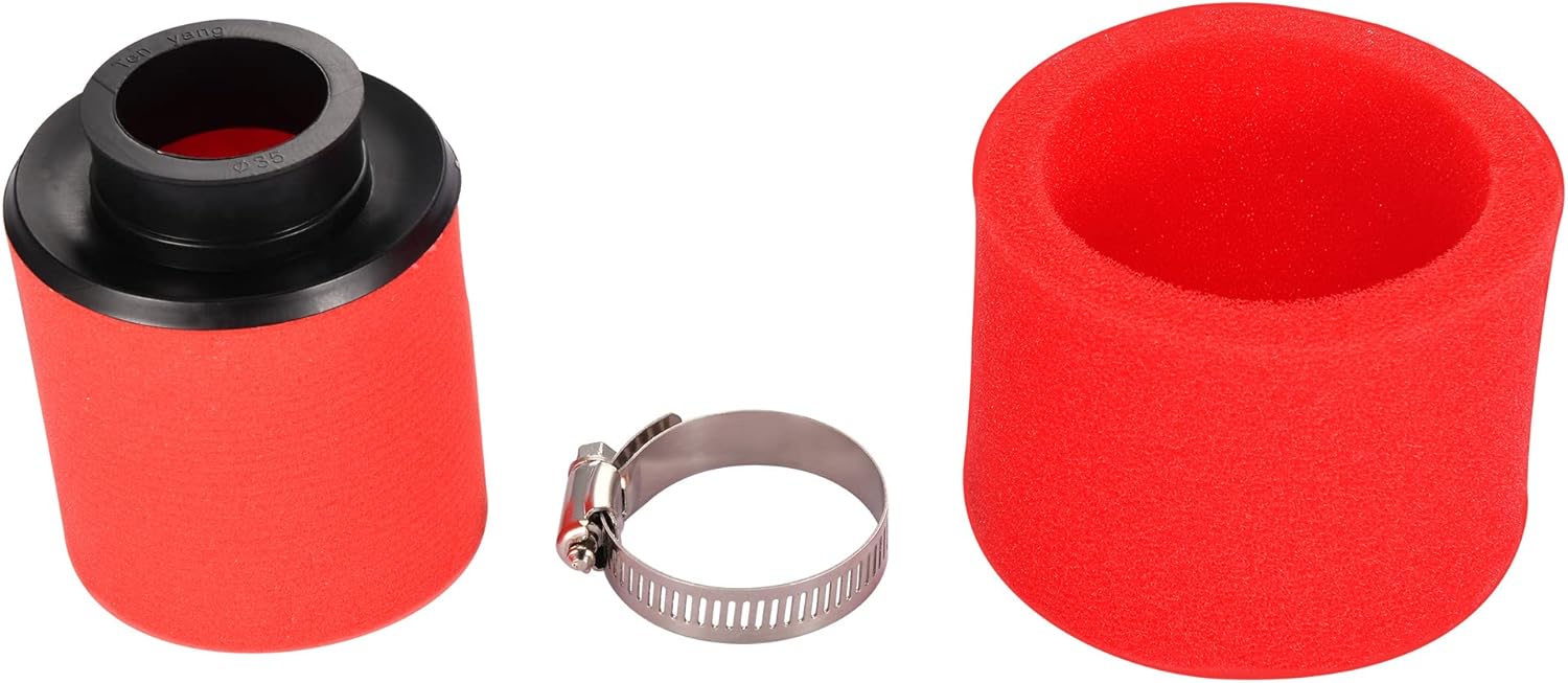 GOOFIT Filtro de aire de doble espuma roja de 1.378 in1.37 pulgadas para 50 cc, 70 cc, 90 cc, 125 c, la mayoría de motocicletas, ATV, ciclomotores,