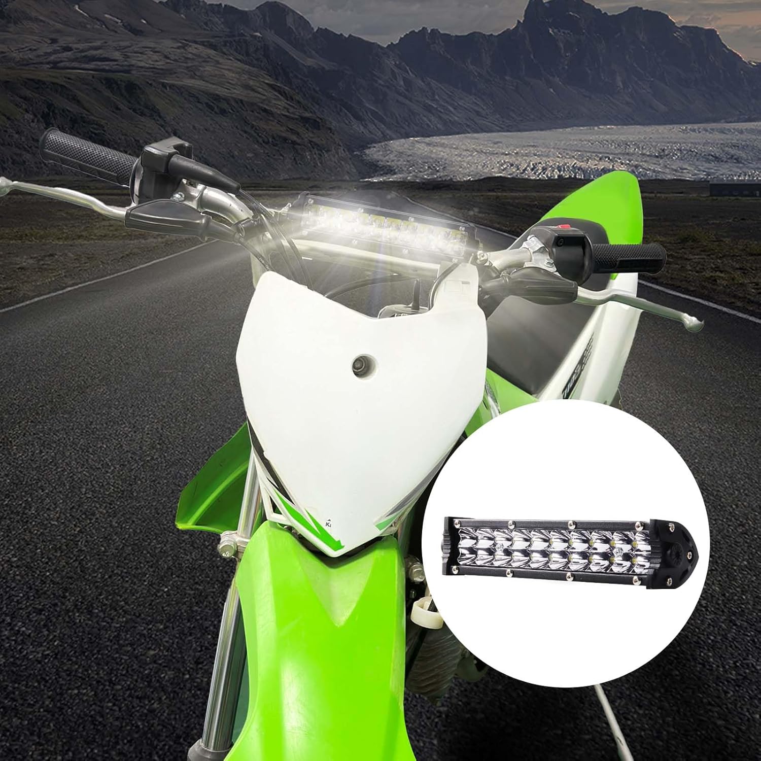 Kit de barra de luz de motocicleta para KLX110 CRF110 TTR110 YZ250F se adapta a la mayoría de barras de luz de manillar de 78 pulgadas de 60 W con