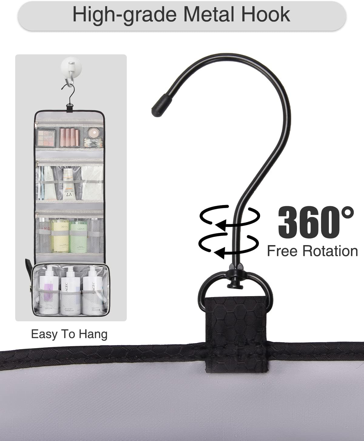 Relavel Neceser colgante para hombres y mujeres para viajar, 02-Negro, Neceser colgante