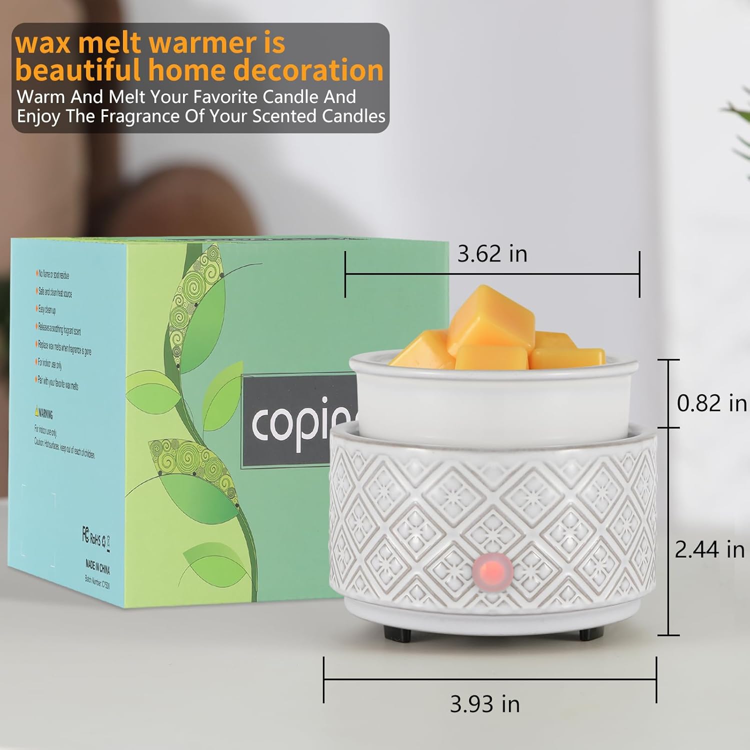 Calentador de cera para cera perfumada, calentador de cera de cerámica 3 en 1, calentador eléctrico de velas para cera derretida, cubos de cera para