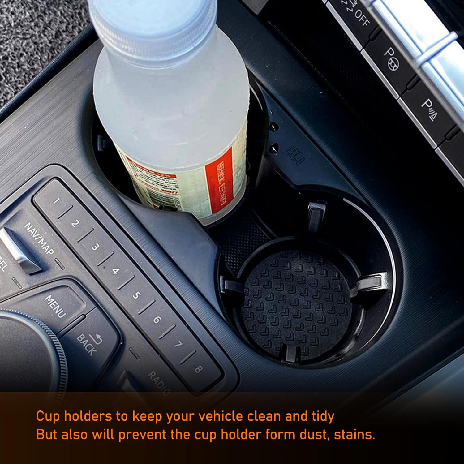 Crynod 4 PCS Car Water Coaster, 2.99″ x 0.98″ TPE Environmentally Friendly Removable Anti-Slip Pattern Cup Holder, Elevated Edge Anti-Spill