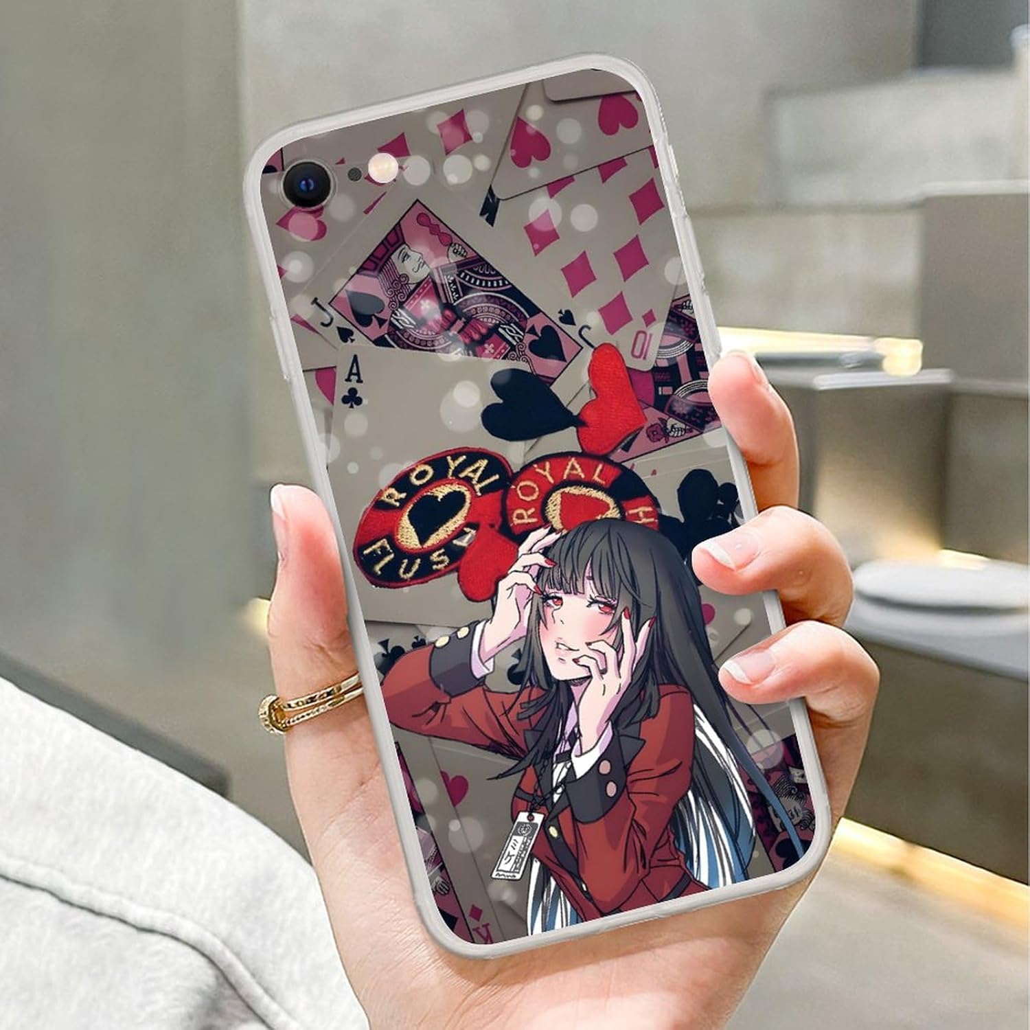 DOUKI Clear Soft Full Body Protective Transparent Shockproof TPU Matte Cover Phone Case for Samsung Galaxy A32 5G,Anime Poker Girl Jabami Yumeko