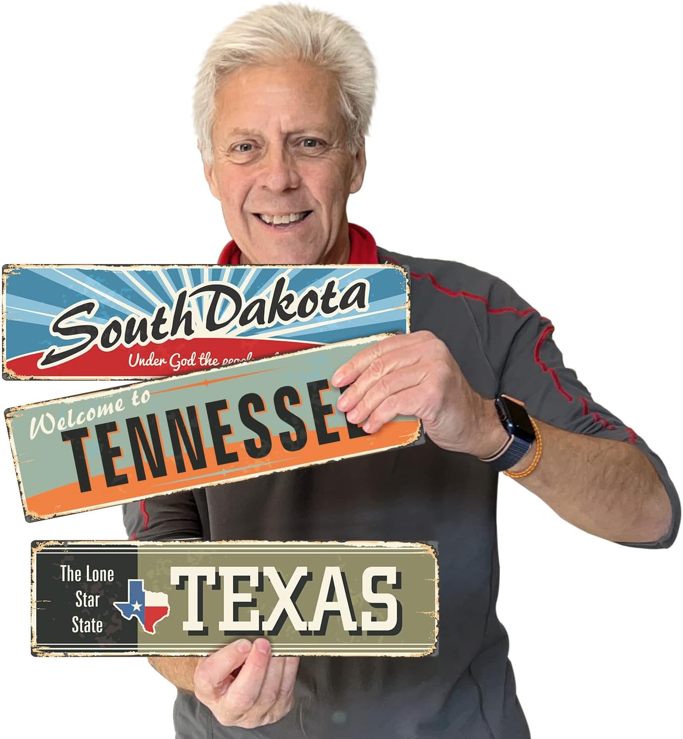 SmartSign Letrero de metal vintage con texto en inglés “The Lone Star State” de 4 x 14 pulgadas, aluminio inoxidable de 40 mil con abrigo