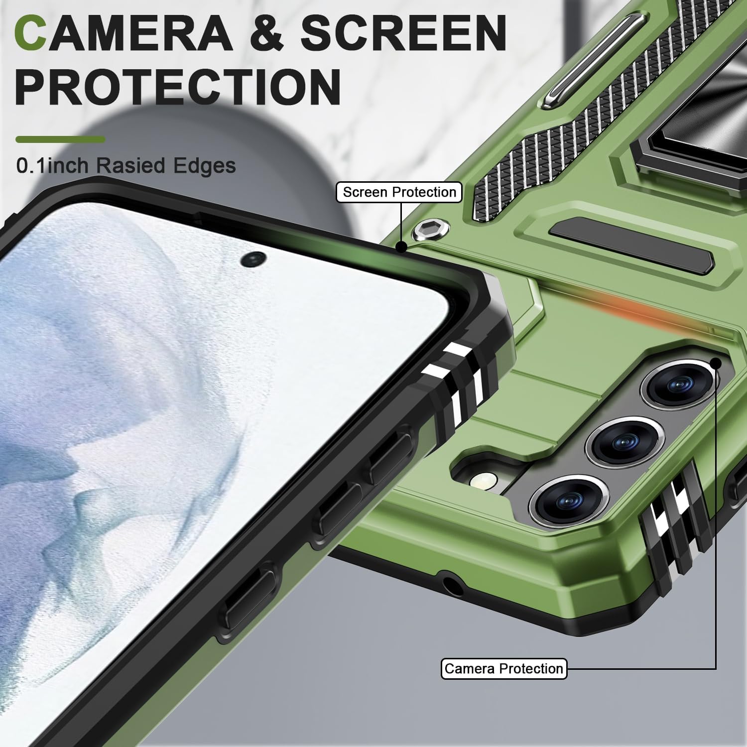 AUPAI Funda para Samsung Galaxy S23 FE con cubierta para cámara, funda de grado militar para Samsung S23 FE con protector de pantalla, prueba de