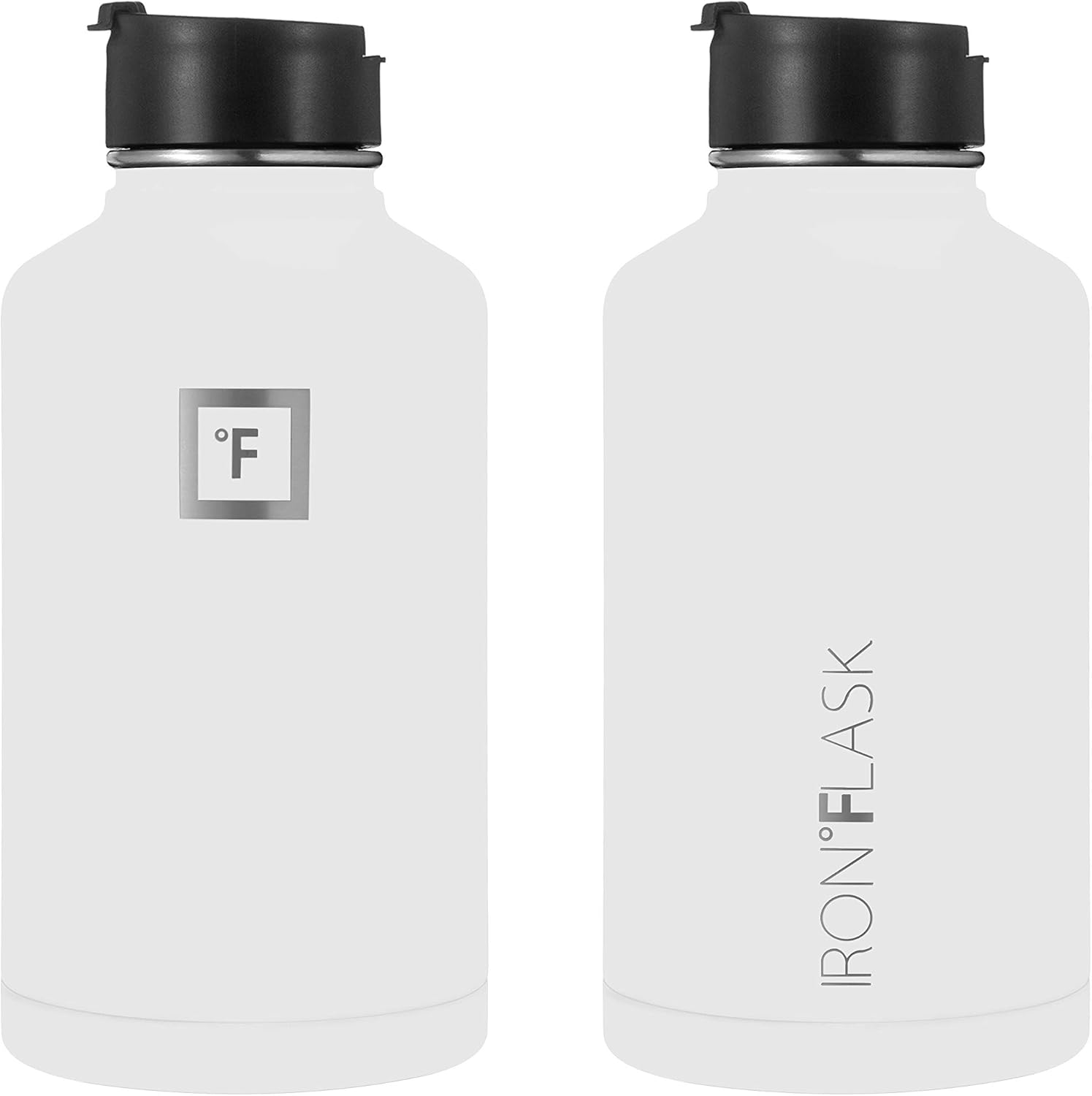 IRON FLASK Botella de agua deportiva de 64 onzas, 3 tapas (tapa con popote), a prueba de fugas, acero inoxidable, para gimnasio y deportes, para