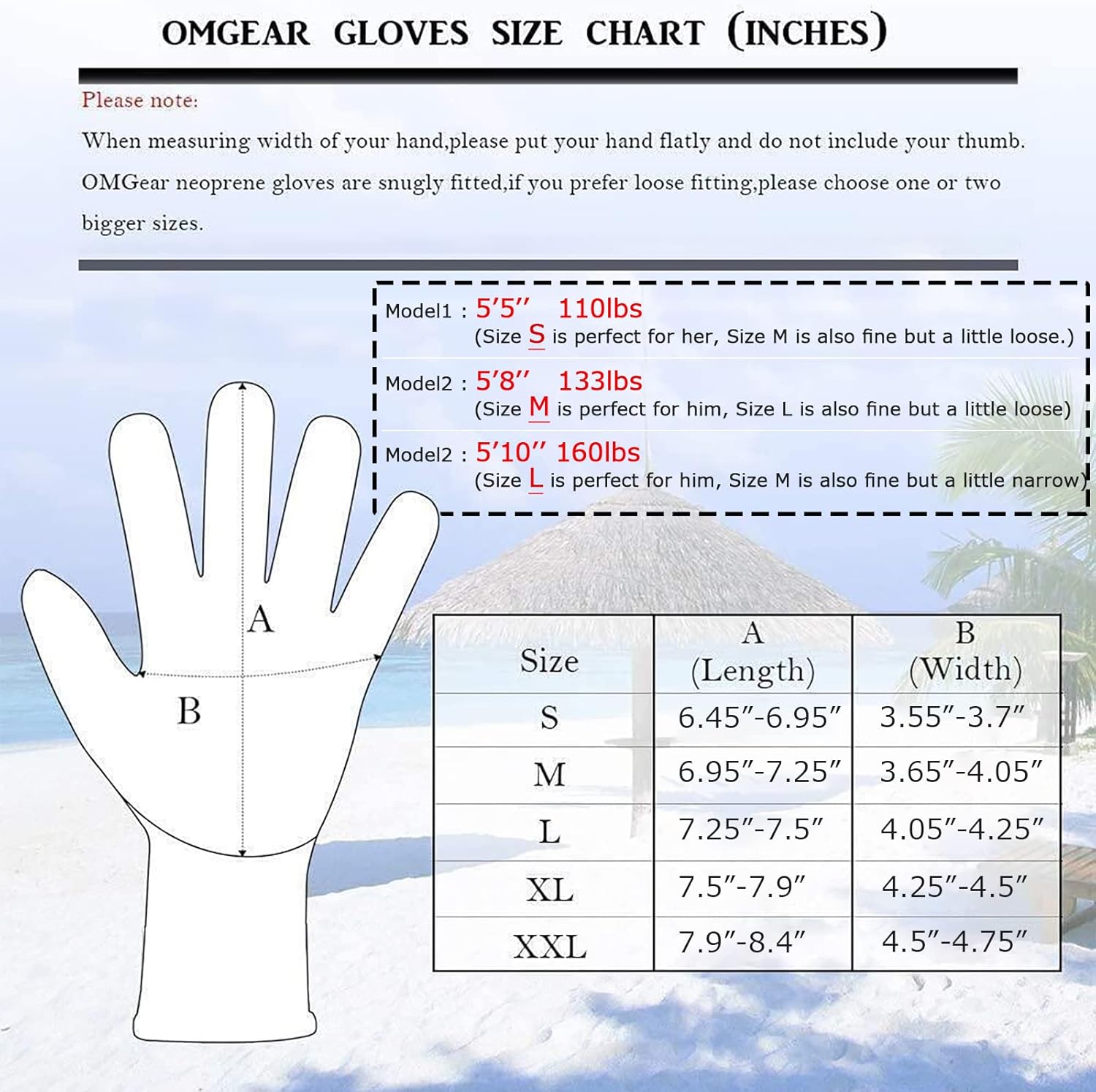 OMGear Guantes de neopreno de buceo, guantes de neopreno de 0.118 pulgadas (0.118 in) térmicos flexibles con correa ajustable para la cintura para