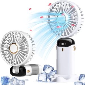 lightlux Mini ventilador portátil de mano, recargable por USB de 5000 mAh, 5 velocidades, plegable, pequeño ventilador de escritorio con pantalla lightlux Mini ventilador portátil de mano, recargable por USB de 5000 mAh, 5 velocidades, plegable, pequeño ventilador de escritorio con pantalla