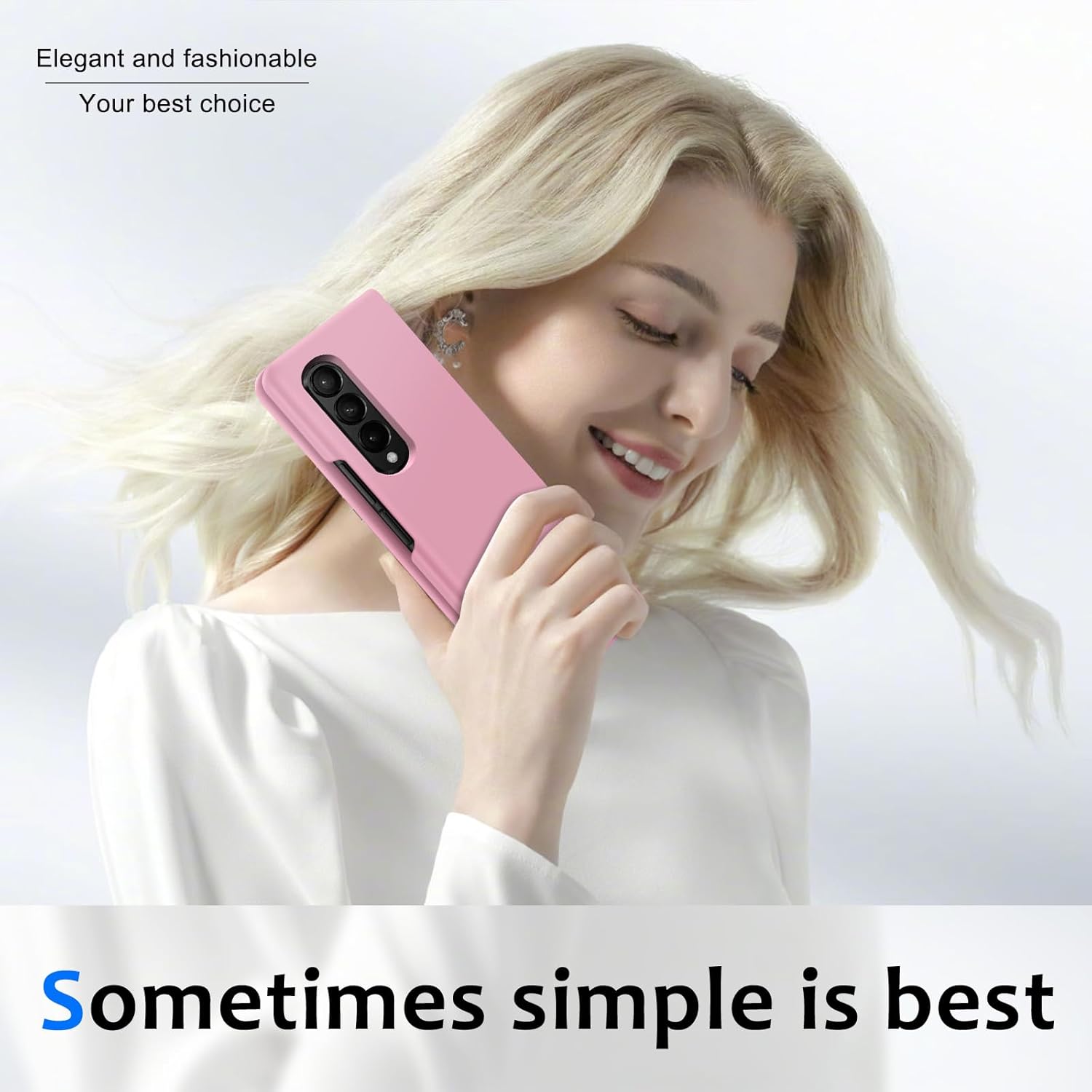 Z Fold 3 – Funda de silicona líquida para Samsung Galaxy Z Fold3 5G, funda delgada para mujeres y niñas, goma de gel suave ultra fina, diseño