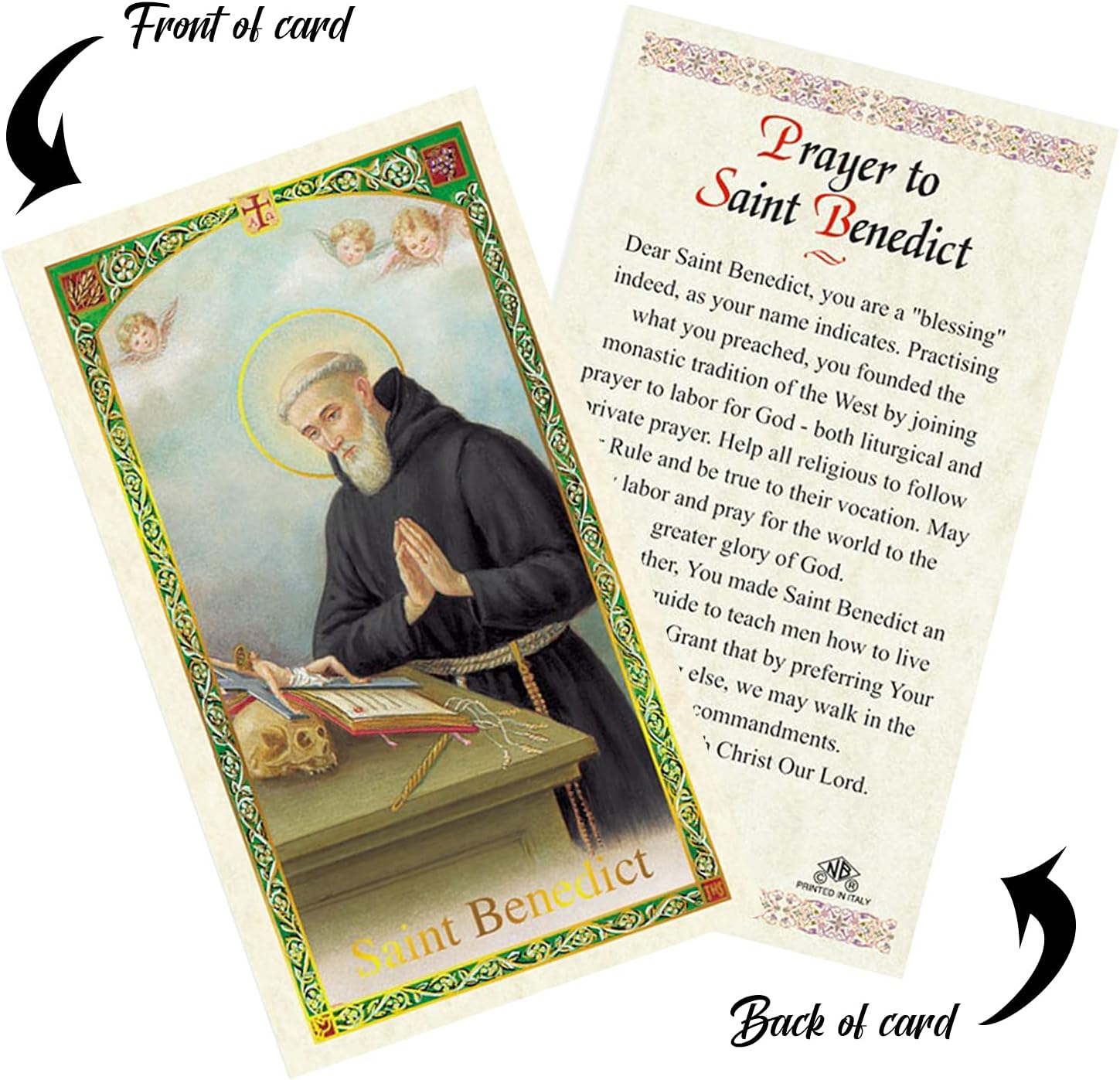 San Benito Católica Casa Bendición con San Benito de Nursia Tarjeta, llavero, la oración del Señor  Santo Patrón de Europa San Benito Percha de