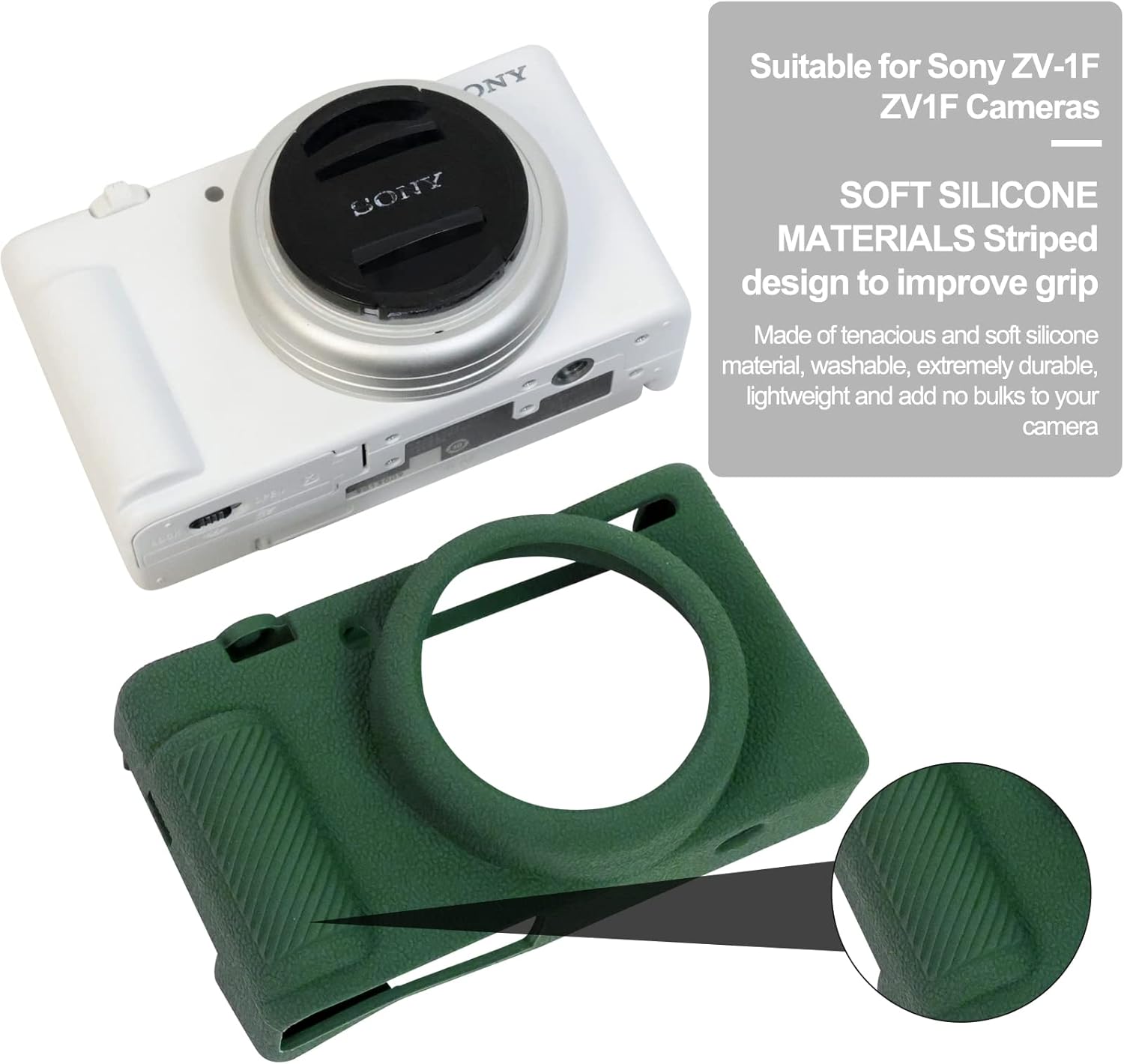 Easy Hood ZV-1F – Funda protectora de goma de silicona suave para cámara digital Sony ZV-1F ZV1F, delgada, protección de la funda para cámara réflex