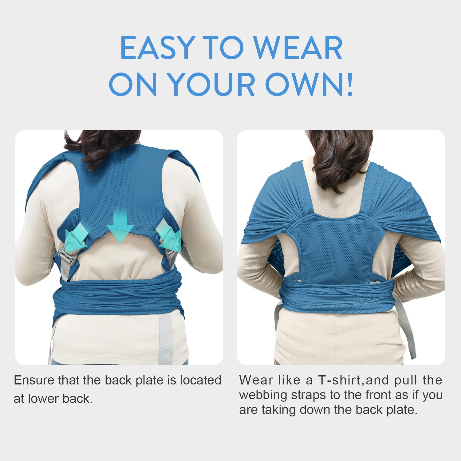 Portabebés, portabebés ajustable para recién nacidos a niños pequeños, eslinga elástica original, perfecta para bebés recién nacidos y niños (azul)