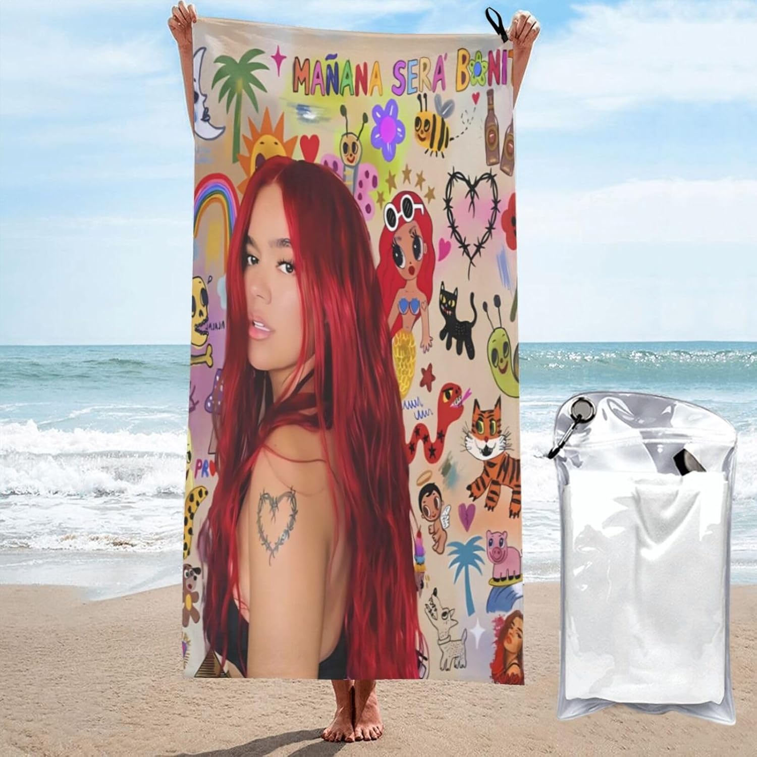 Toalla de playa Karol Singer G de microfibra, ligera, de secado rápido, toalla de baño, toallas de baño de secado rápido, manta de mar, tapiz para