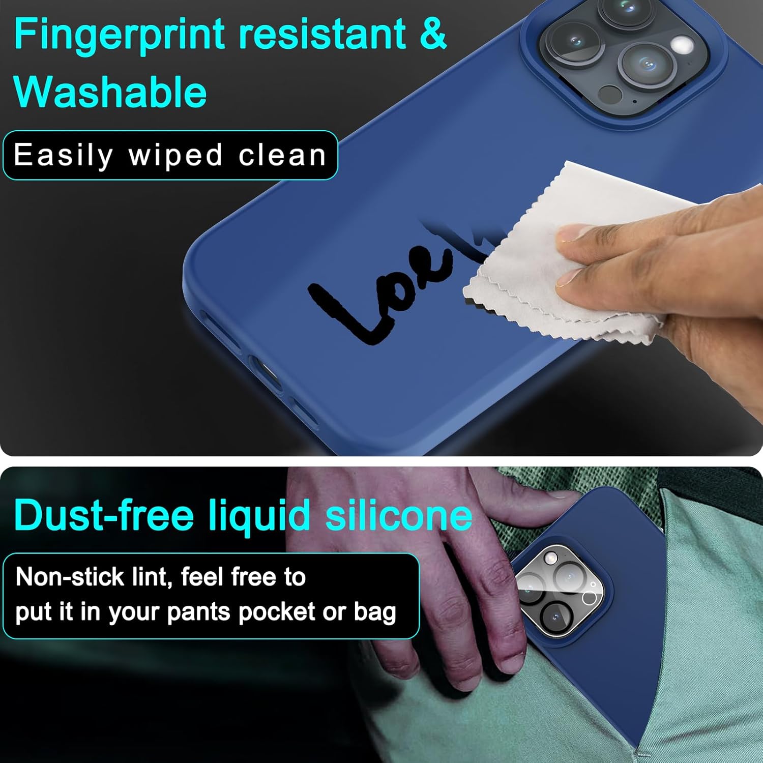 TIQPOUA Funda de silicona líquida para Apple iPhone 14 Pro Max, accesorios a prueba de golpes, delgada, suave, adecuada para Magsafe, con 2