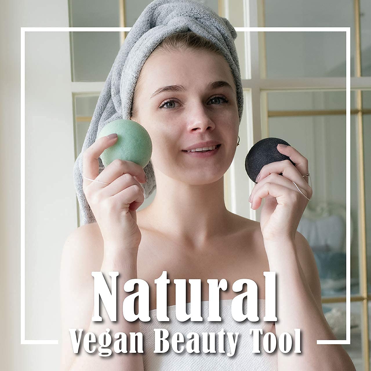 myHomeBody Esponjas faciales naturales de Konjac – para una limpieza facial suave y exfoliación (2 amarillo cúrcuma, 2 verde aloe)