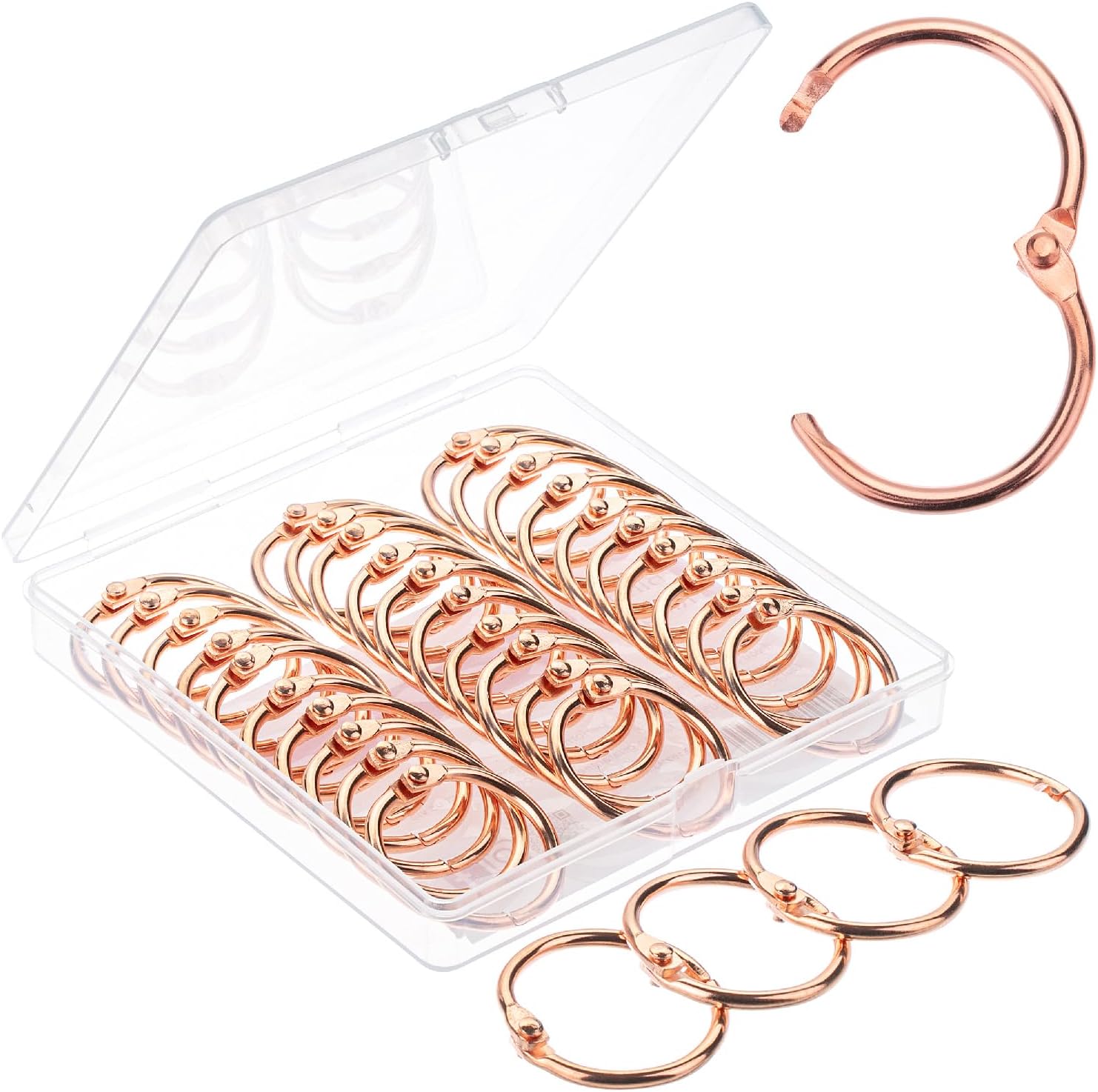 Mr. Pen – Anillo para carpeta de hojas sueltas, paquete de 40, anillos de oro rosa de 1 pulgada, anillos de libro, anillos de metal para tarjetas de