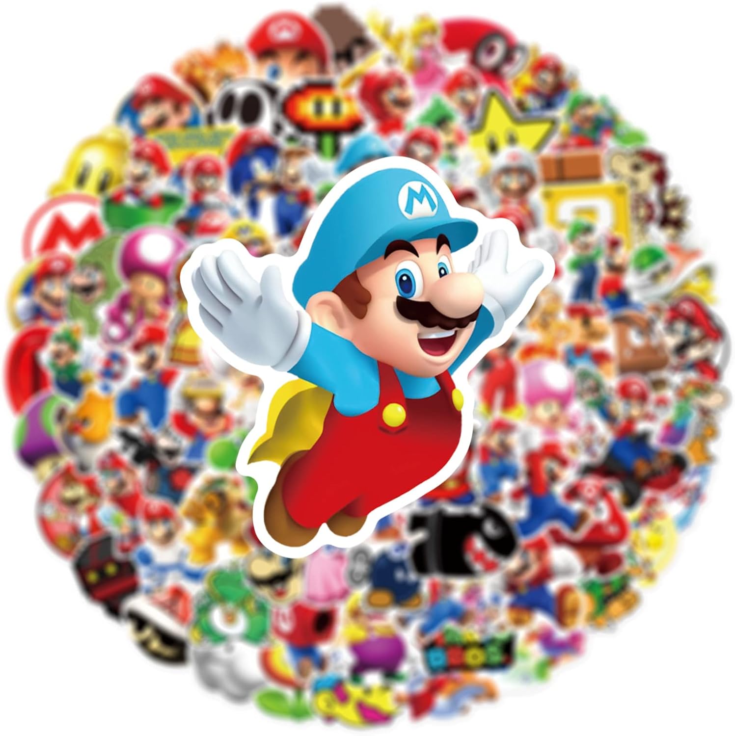 100 calcomanías de Super Mario, regalos de dibujos animados de Mario Bros para Kdis, calcomanías de vinilo impermeables para laptop de adolescentes,