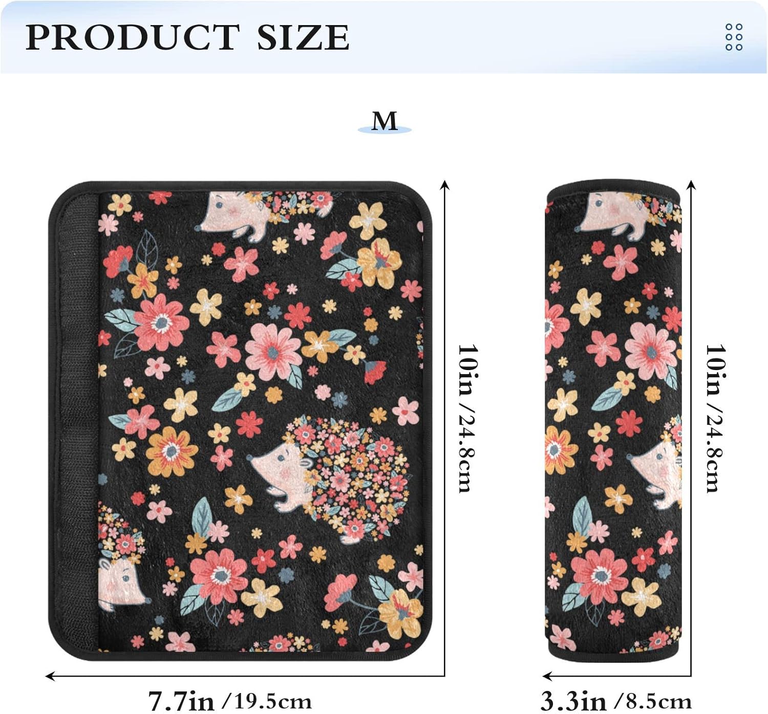 Fundas de cinturón de seguridad de erizos florales para cinturón de seguridad de automóvil, fundas universales suaves para cinturón de seguridad